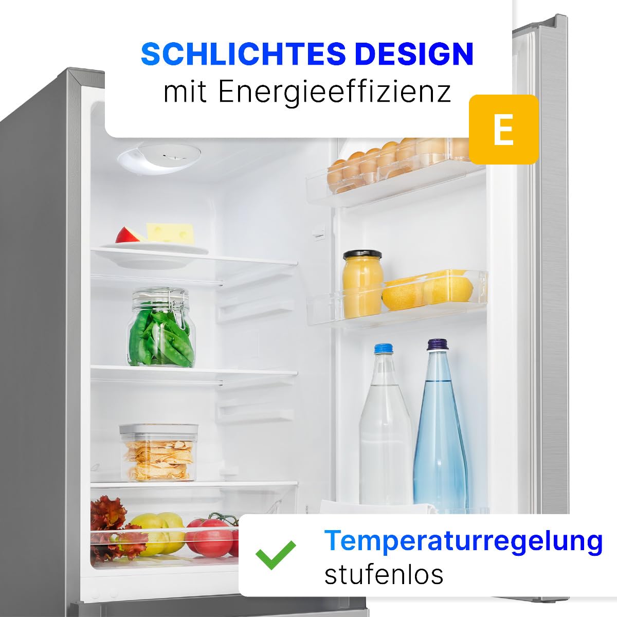 Bomann Kühlgefrierkombi 175L E 143cm leise 39dB 3 Ablagen 3 Schubladen Türanschlag wechselbar KG 320.2 silber