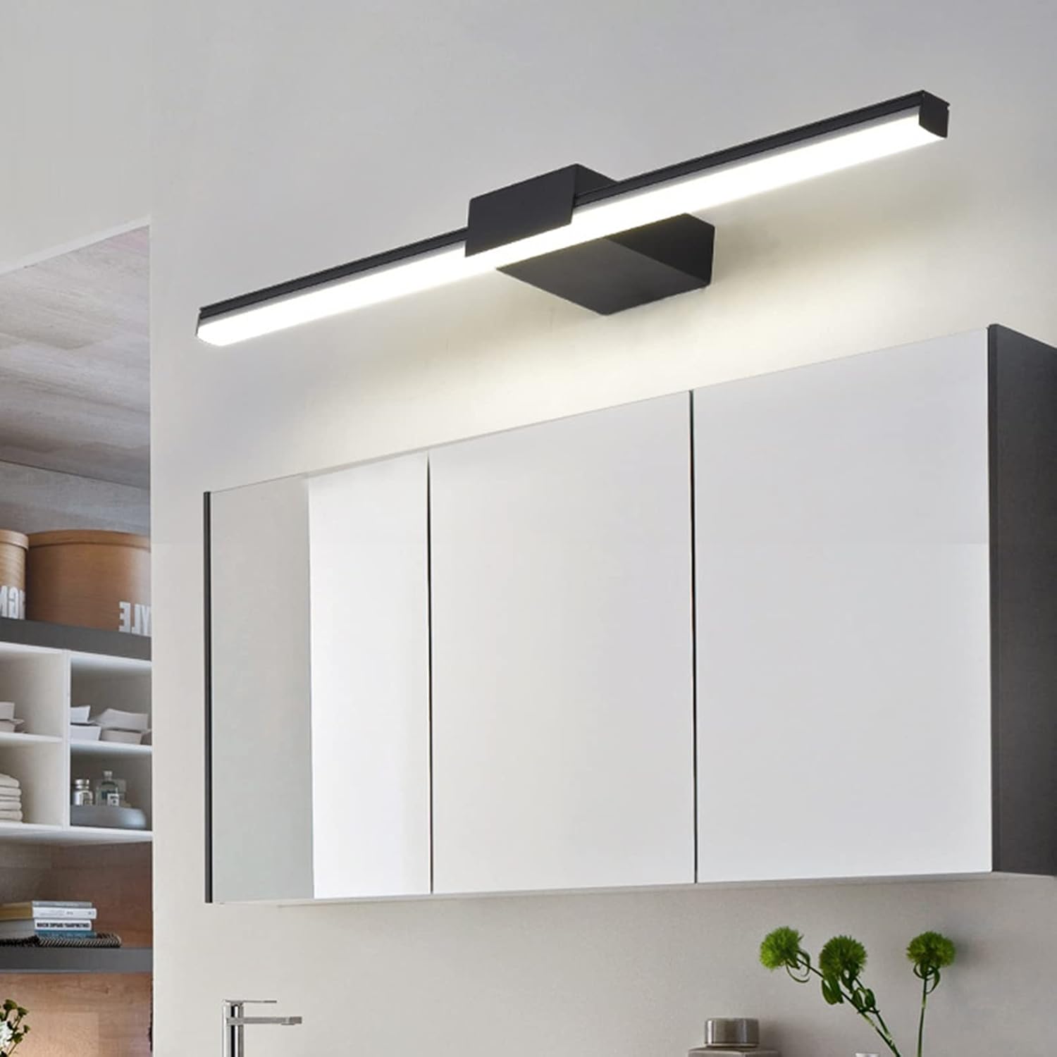 Eitelkeitsbeleuchtung, Spiegel-Frontleuchte, einfach, Gästezimmer, Apartment, Hotel, Badezimmer, wasserdicht, Nebel, kreativ, Schminktisch, Make-up, LED-Lampe, schwarz, Badbeleuchtung, Effizienz