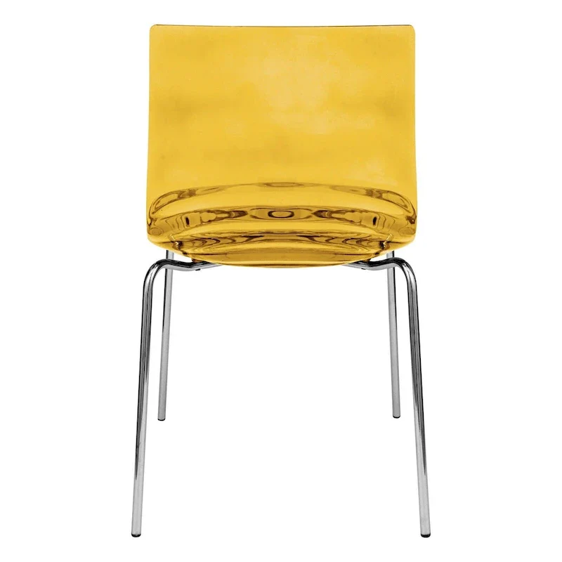 Acrylic Dining Chair with Chrome Legs Modern Accent Side Chair Water Ripple Design Seats