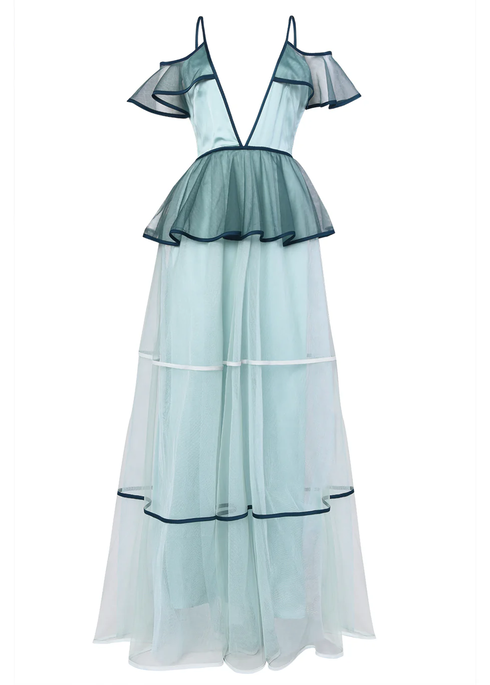 True Decadence Sea Foam Green Tiered Tulle Maxi Dress