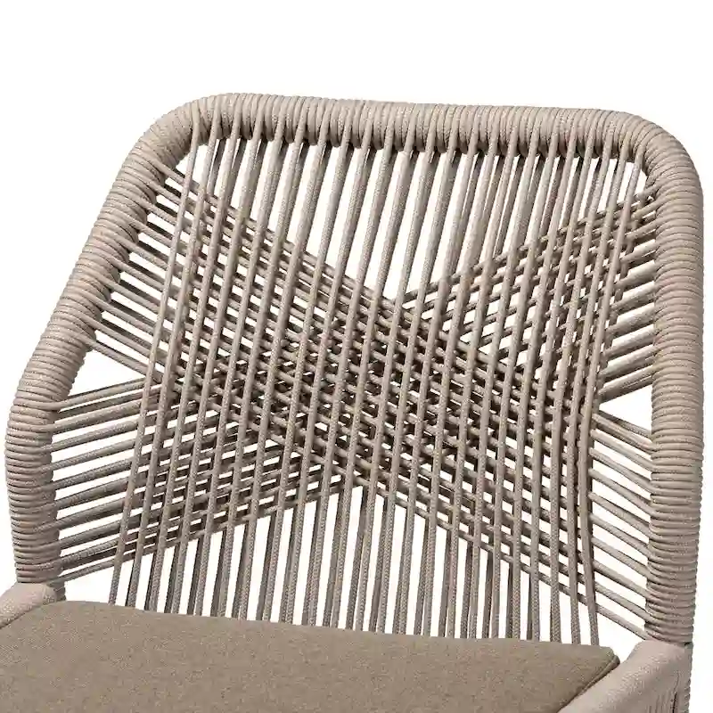 Modern Transitional-Style Rope-Woven Mahogany Dining Chair — Gray
