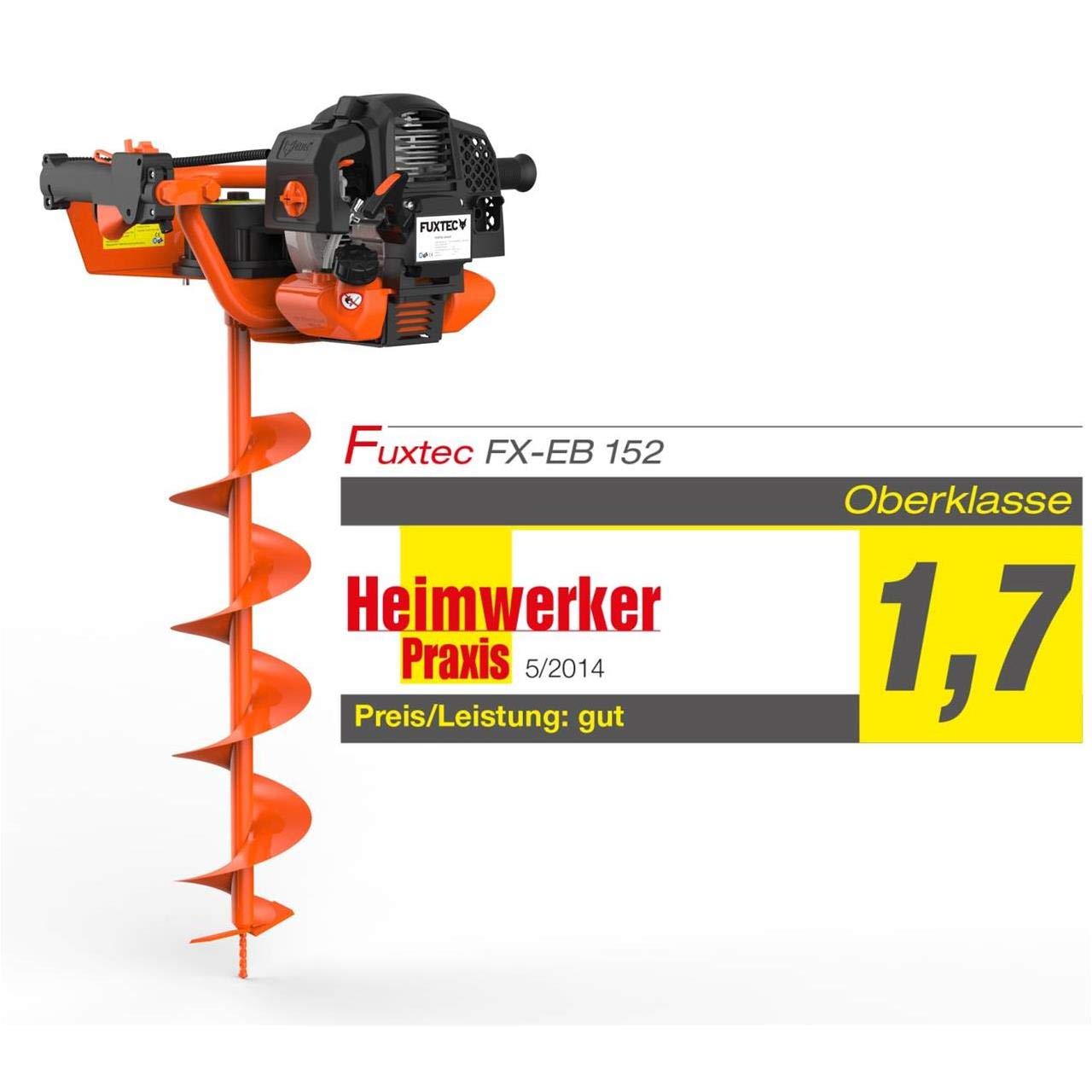 Benzin Erdbohrer und Pfahlbohrer FX EB152 mit 3 PS und 3 Bohraufsätzen 100 150 200 mm sowie Ölkontrollfenster