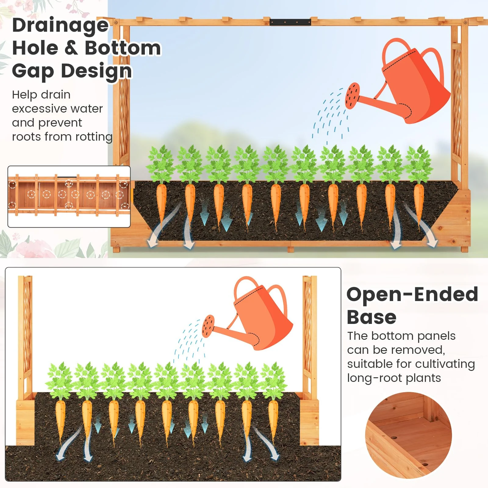 Raised Garden Bed with Trellis & Hanging Roof, 79