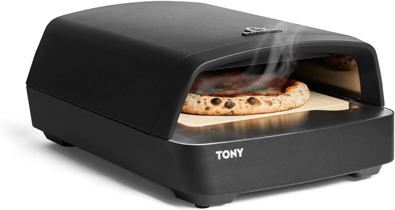 BURNHARD Gas Pizzaofen, Tragbarer 5,9 kW Outdoor Ofen für Pizza (58,5 x 47,7 x 24,8 cm) inkl. Cordierit-Pizzastein, 450 °C, geeignet für Terrasse
