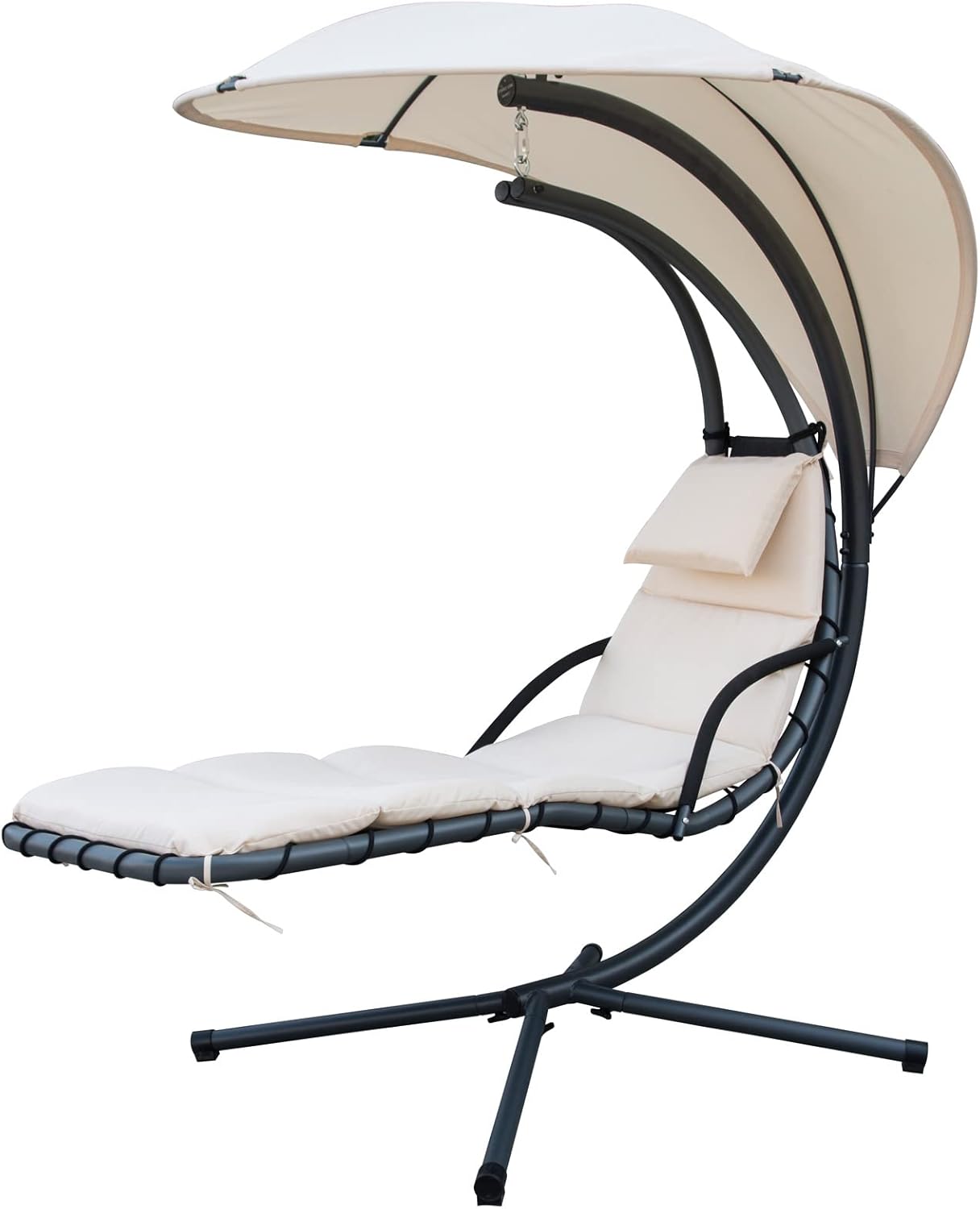 Gardenia Kelly Hammock Chair Hanging Rocking Chair with Sun Shade Beige