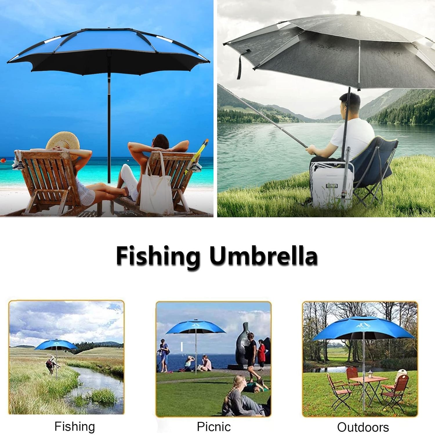 Angelschirmunterstand – Sonnenschirm für den Außenbereich, Mehrzweck-Sonnenschirm für den Garten – mit um 360 ° neigbarer Teleskopstange, windfesten Pfählen und Tragetasche, Strandsegeln good