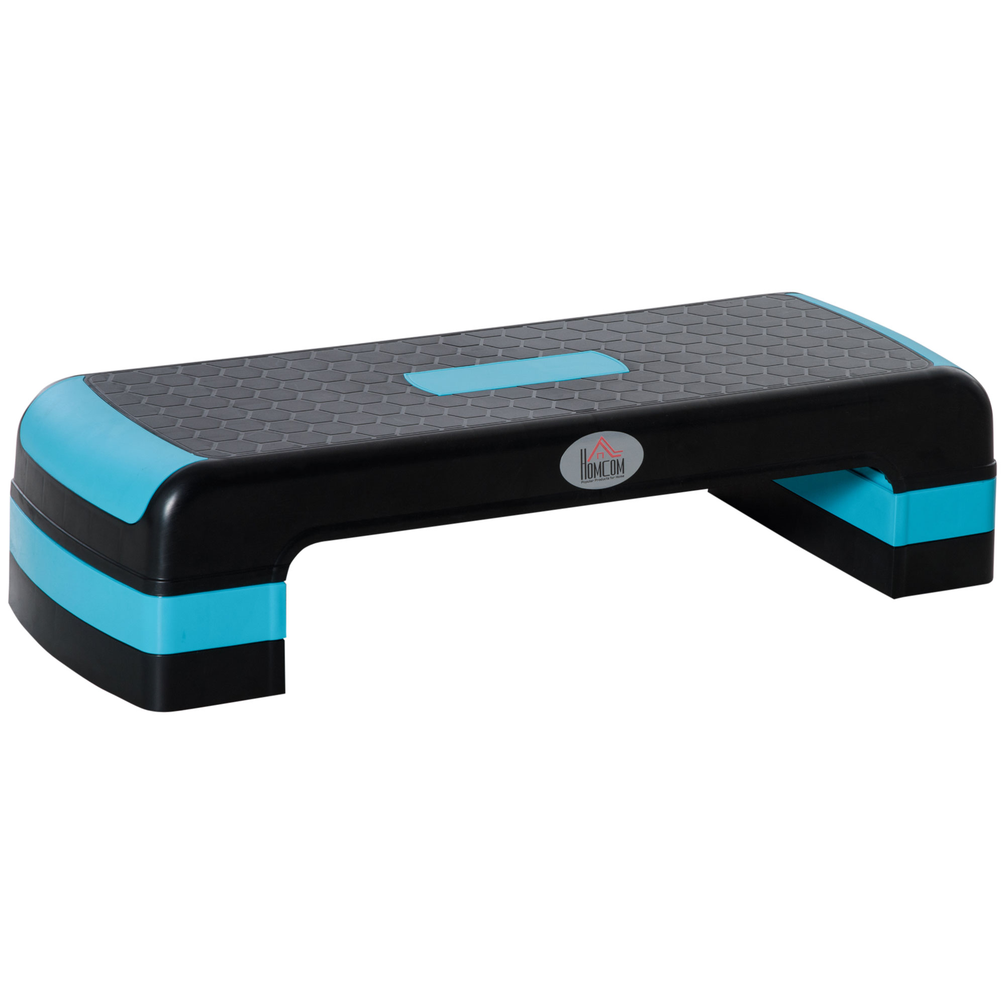 HOMCOM Aerobic-Stepper 3-stufig höhenverstellbar 78 x 28 x 20cm Schwarz+Blau