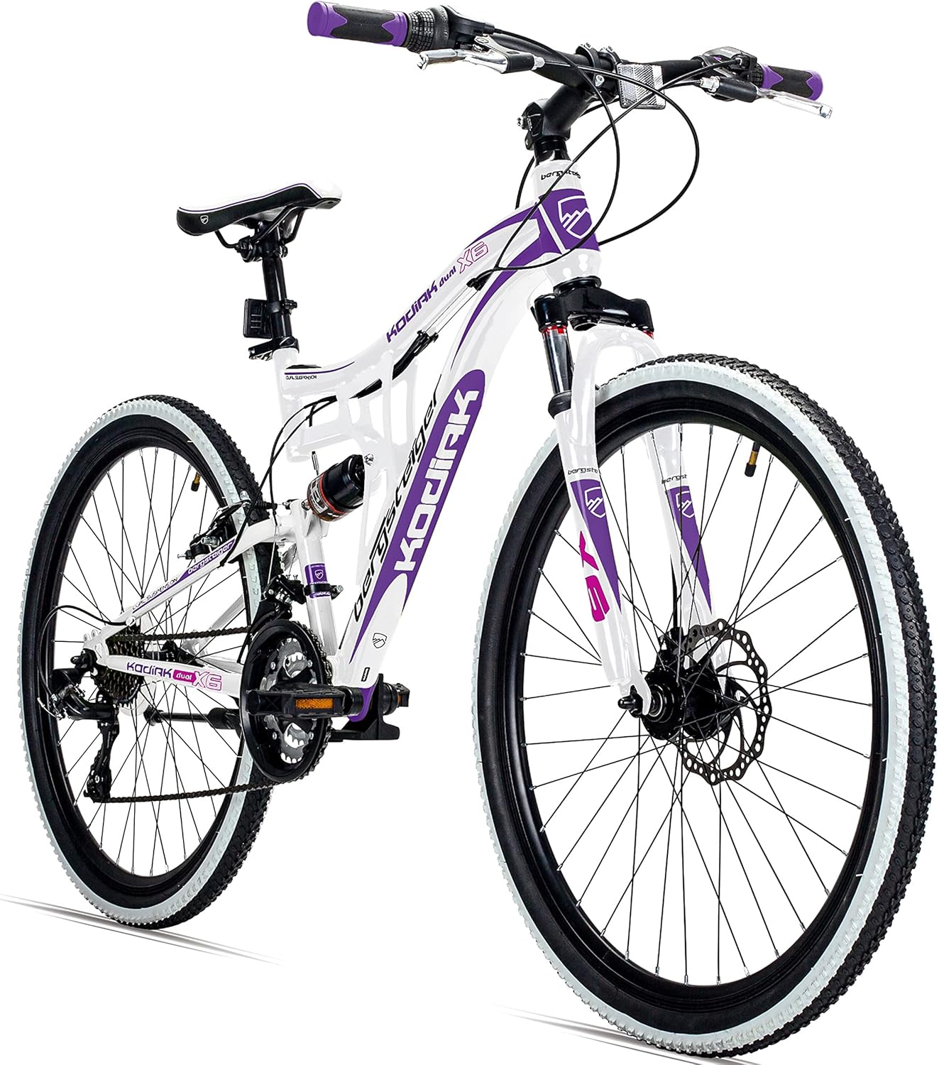 Bergsteiger Kodiak 26 Zoll, 29 Zoll Mountainbike, Scheibenbremse, Shimano 21 Gang-Schaltung, Vollfederung, Fully MTB für Jungen, Mädchen, Damen & Herren