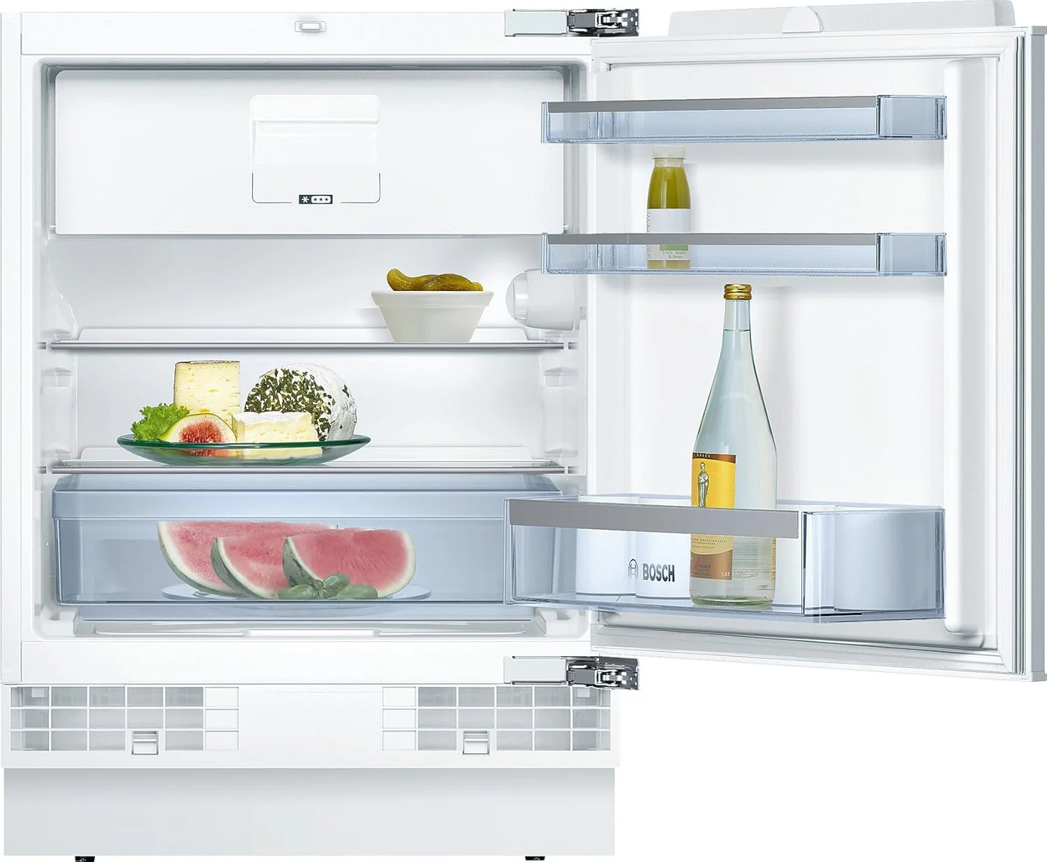 Bosch KUL15AFF0 Serie 6 onderbouwkoelkast, 82 x 60 cm nismaat, 123 L, vlakke scharnieren, Made in Germany, LED-verlichting gelijkmatige verlichting, MultiBox bewaren van groenten en fruit