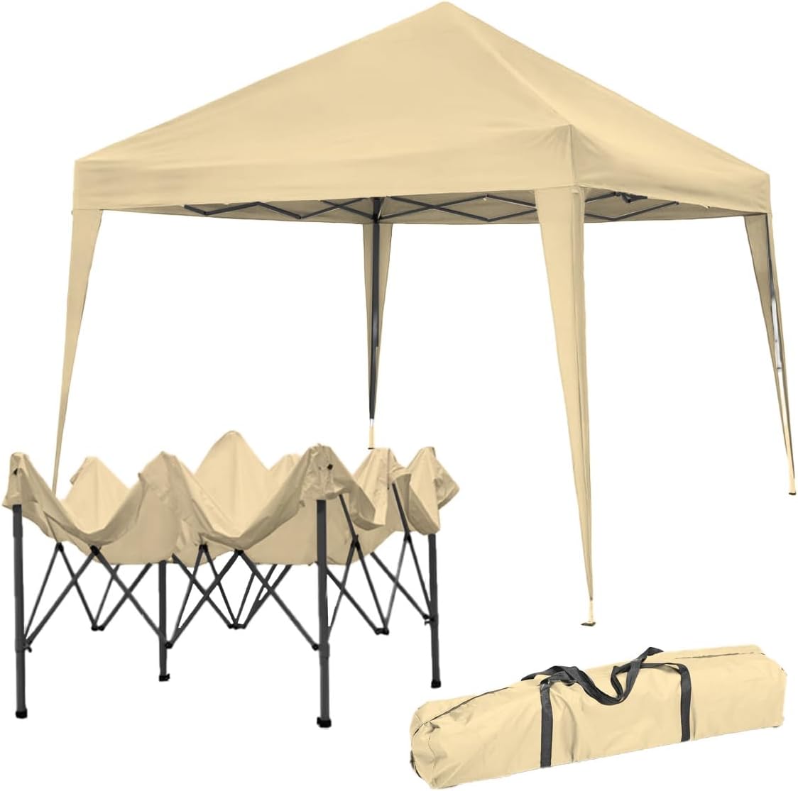 Zendea - Heavy Duty 3 x 3 Folding Waterproof Outdoor Gazebo with Steel Frame and Anti-UV Roof, Pop Up Garden Gazebo for Patio, Beach, Parties and Markets