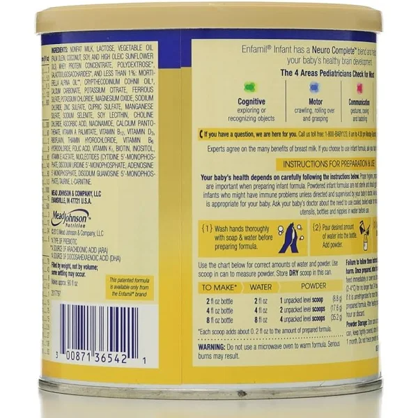 Enfamil Infant Formula, Milk Based Powder with Iron, 0 12 Months, 12.5 oz &ndash; Triple Health Guard, Pediatrician Recommended