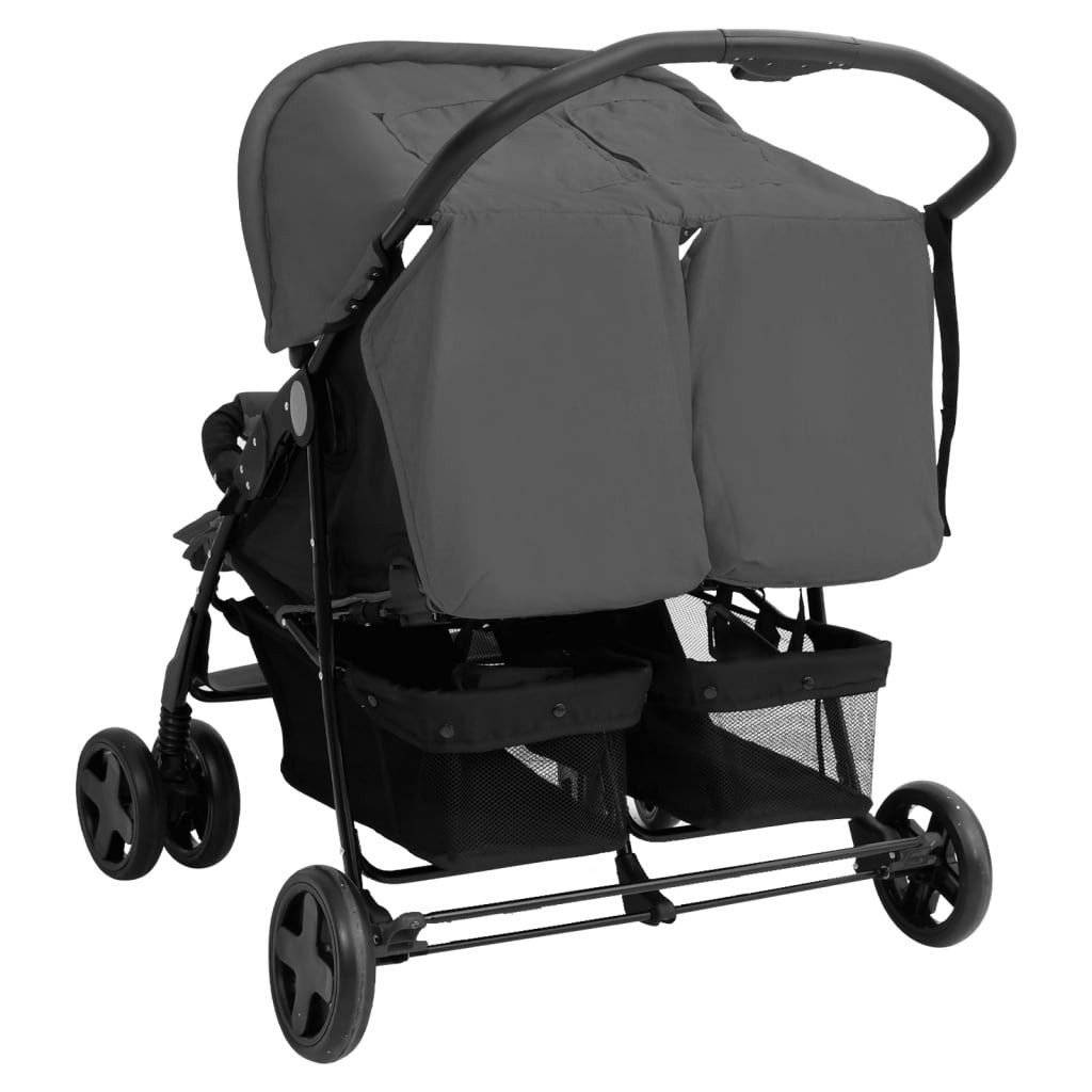 Kinder-Buggy aus Stahl, Leinen in Dunkelgrau