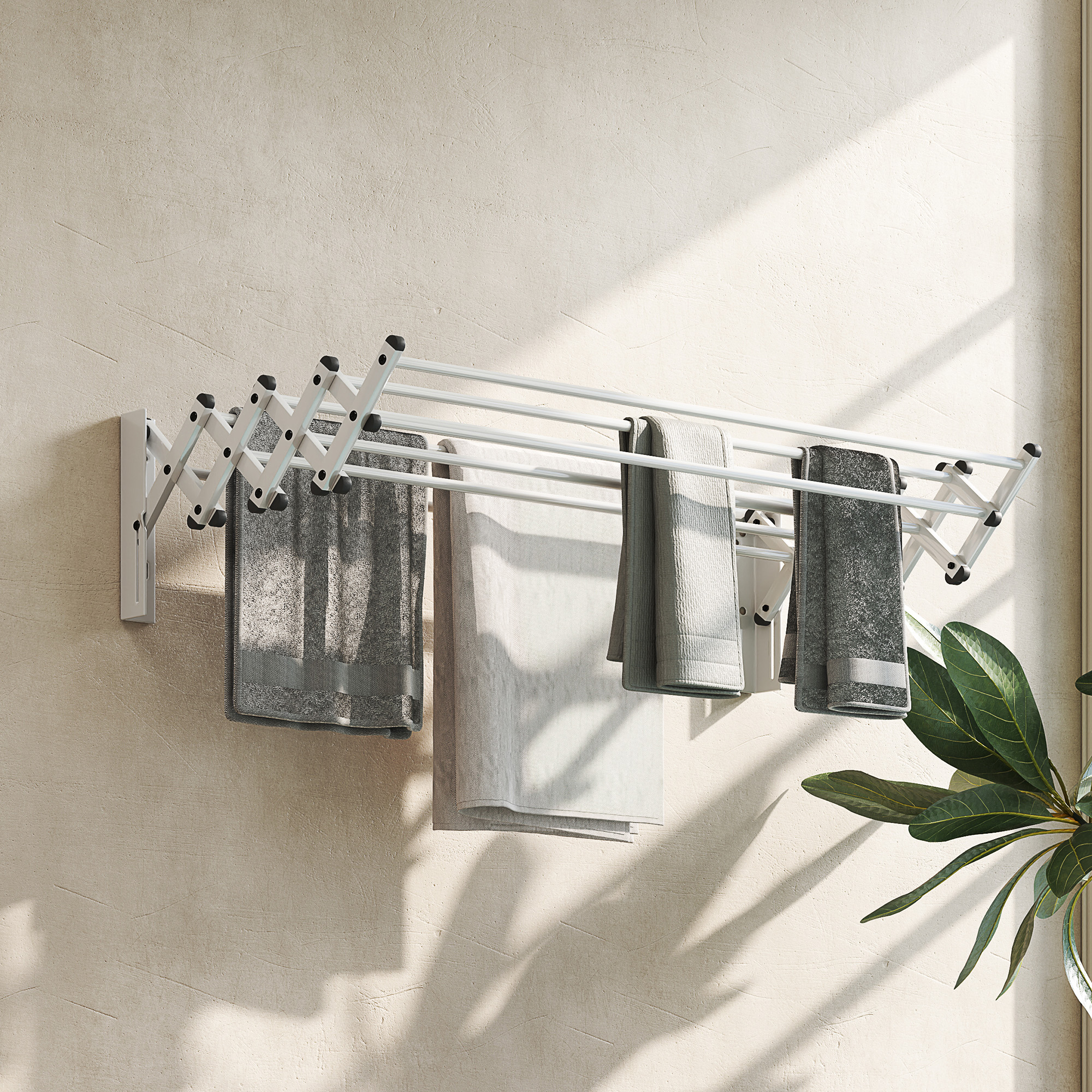 HOMCOM Handtuchhalter, Aluminium, verstellbar, für Innen- und Außenbereich, Silber