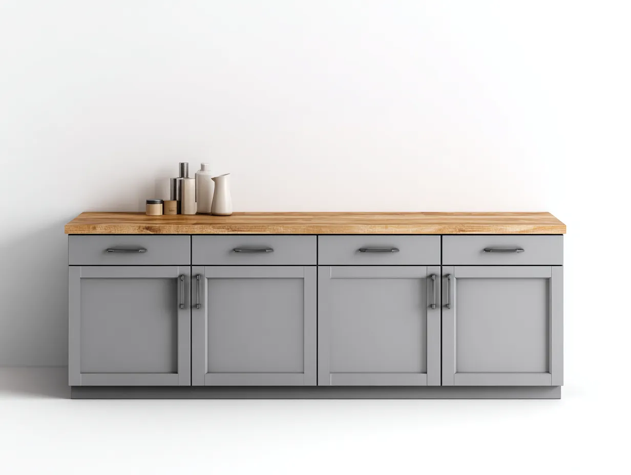 Sideboards-Holzwerkstoff-Massivholz-190x45x86 cm-Grau-Natur-Landhausstil