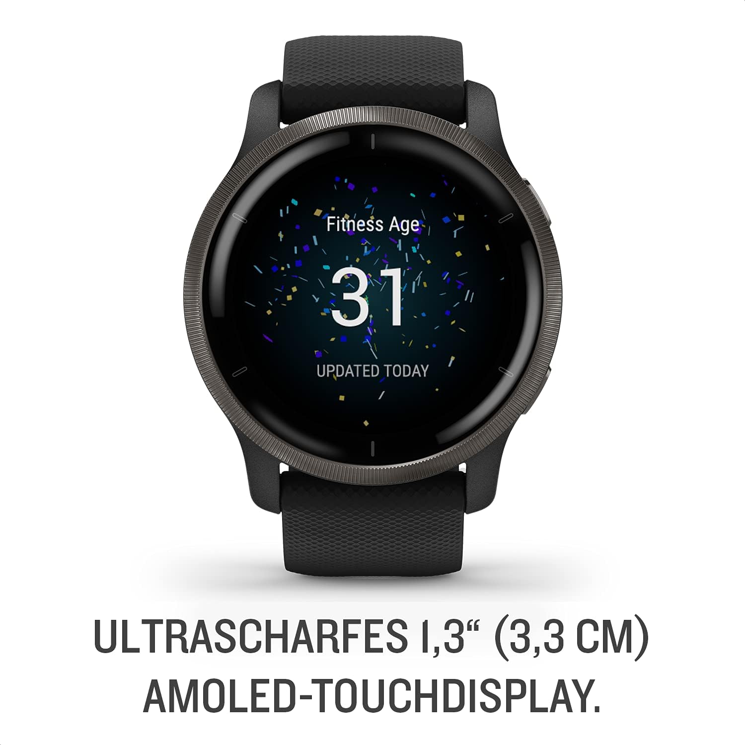 [renewed] Venu 2 – GPS-Fitness-Smartwatch mit ultrascharfem 1,3“ AMOLED-Touchdisplay, Fitness & Gesundheitsfunktionen, über 25 vorinstallierte Sportarten, Music & Pay [Generalüberholt]
