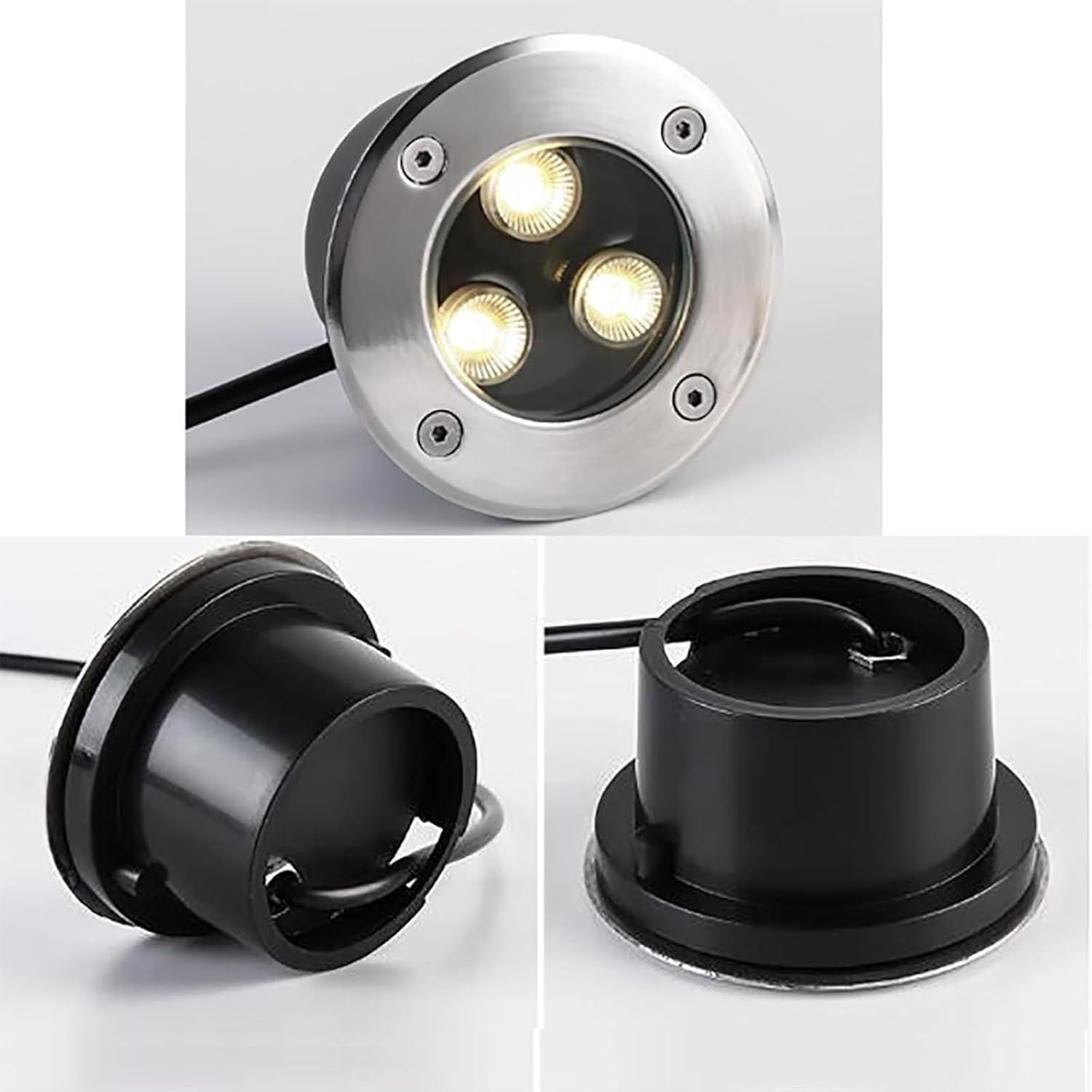 Ultradünne 3 W LED-Bodenleuchten, IP67, wasserdicht, Außeneinbaubeleuchtung für Garten, Hof und Terrasse, schlanke Landschaftslichter, 4 Stück für Weg und Deck