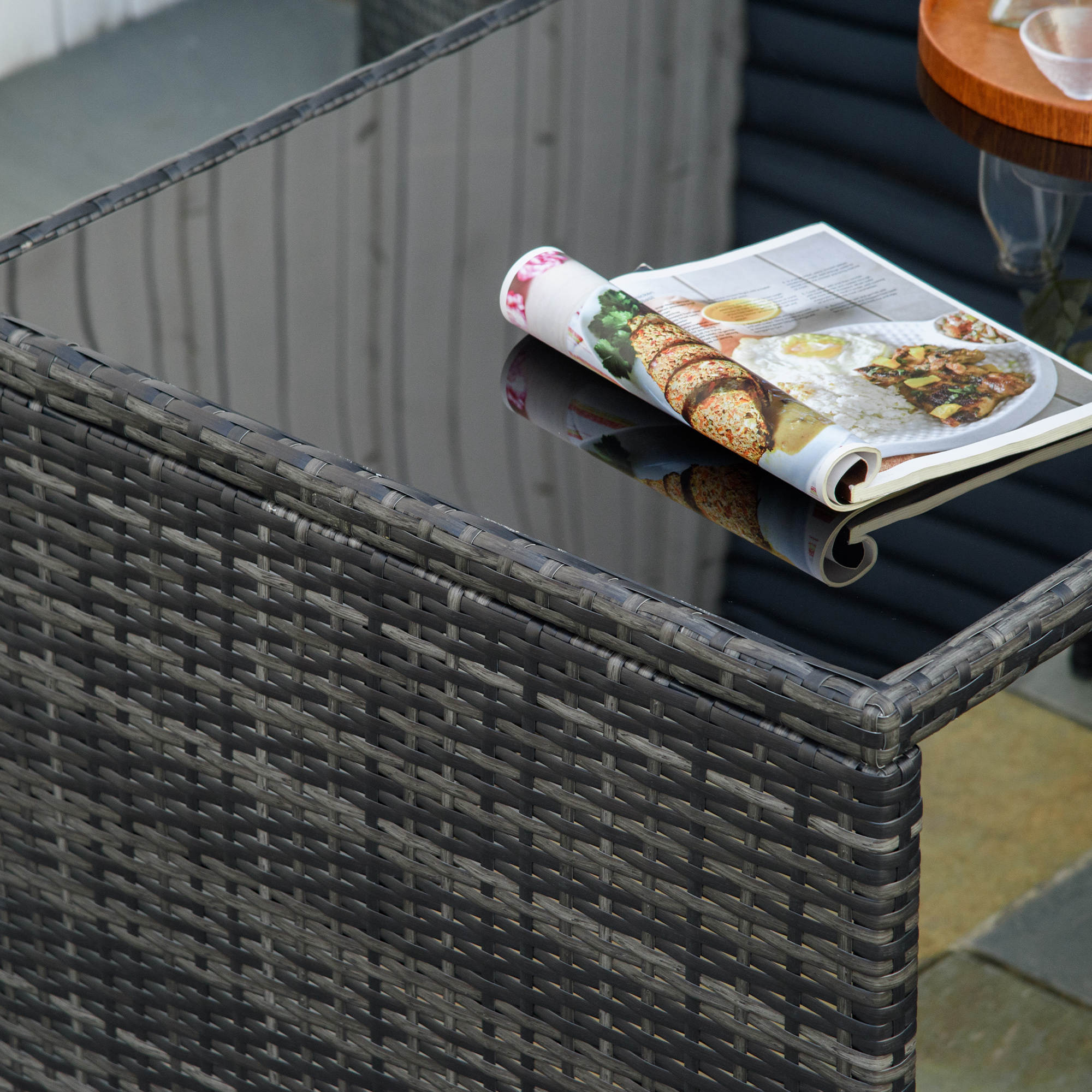5 stuks Polyrattan tuinmeubelen rotan dining set tuinset grijs