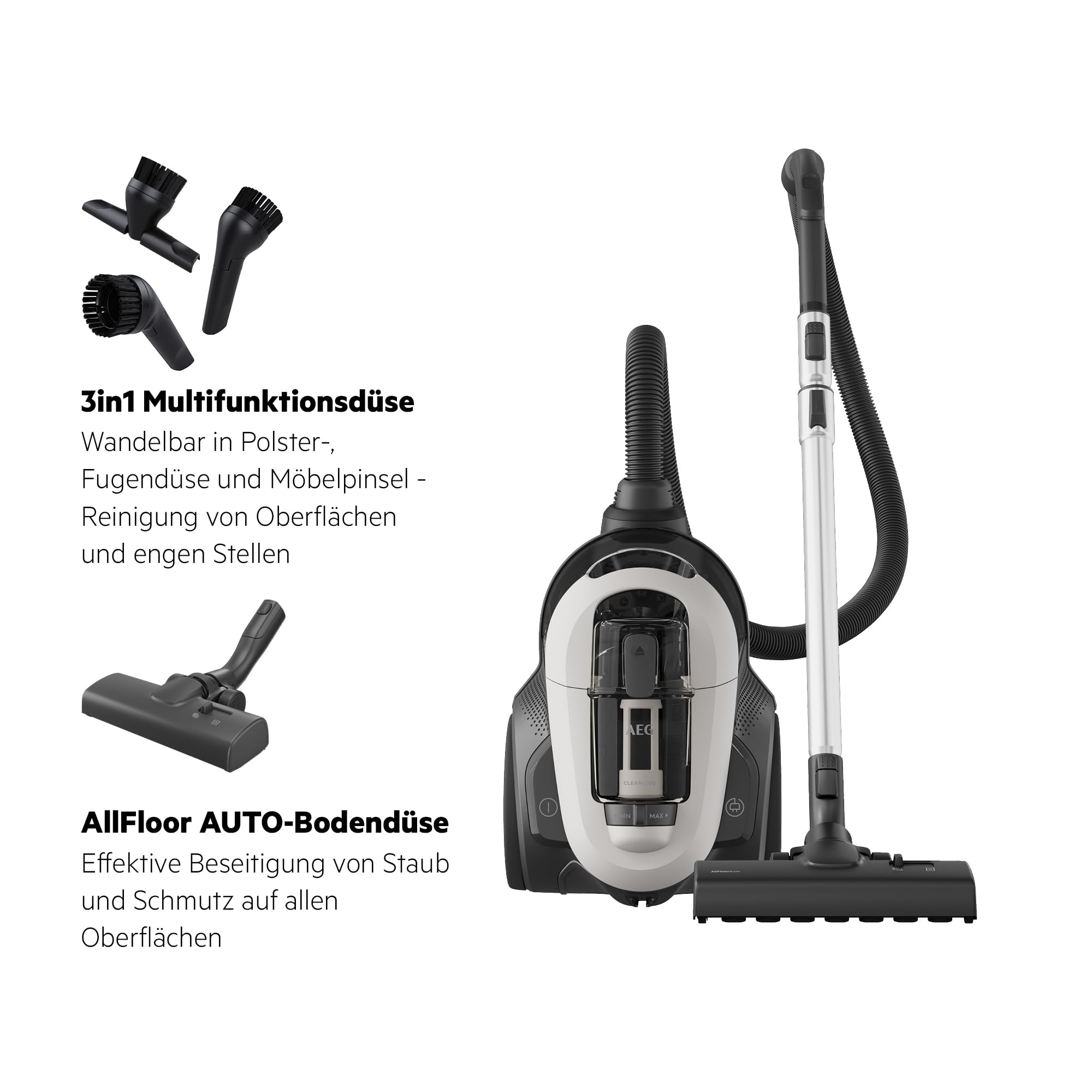 Beutelloser Staubsauger Clean 6000 mit AllFloor Auto-Bodendüse, 700 W, 1,6 L und HEPA-Filter