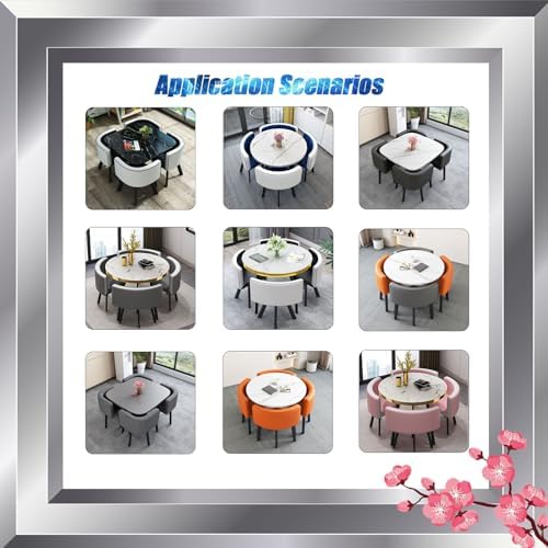 Moderno set da pranzo rotondo da 5 pezzi, mobili da cucina salvaspazio con 1 tavolo rotondo e 4 sedie, per bar o sala da pranzo