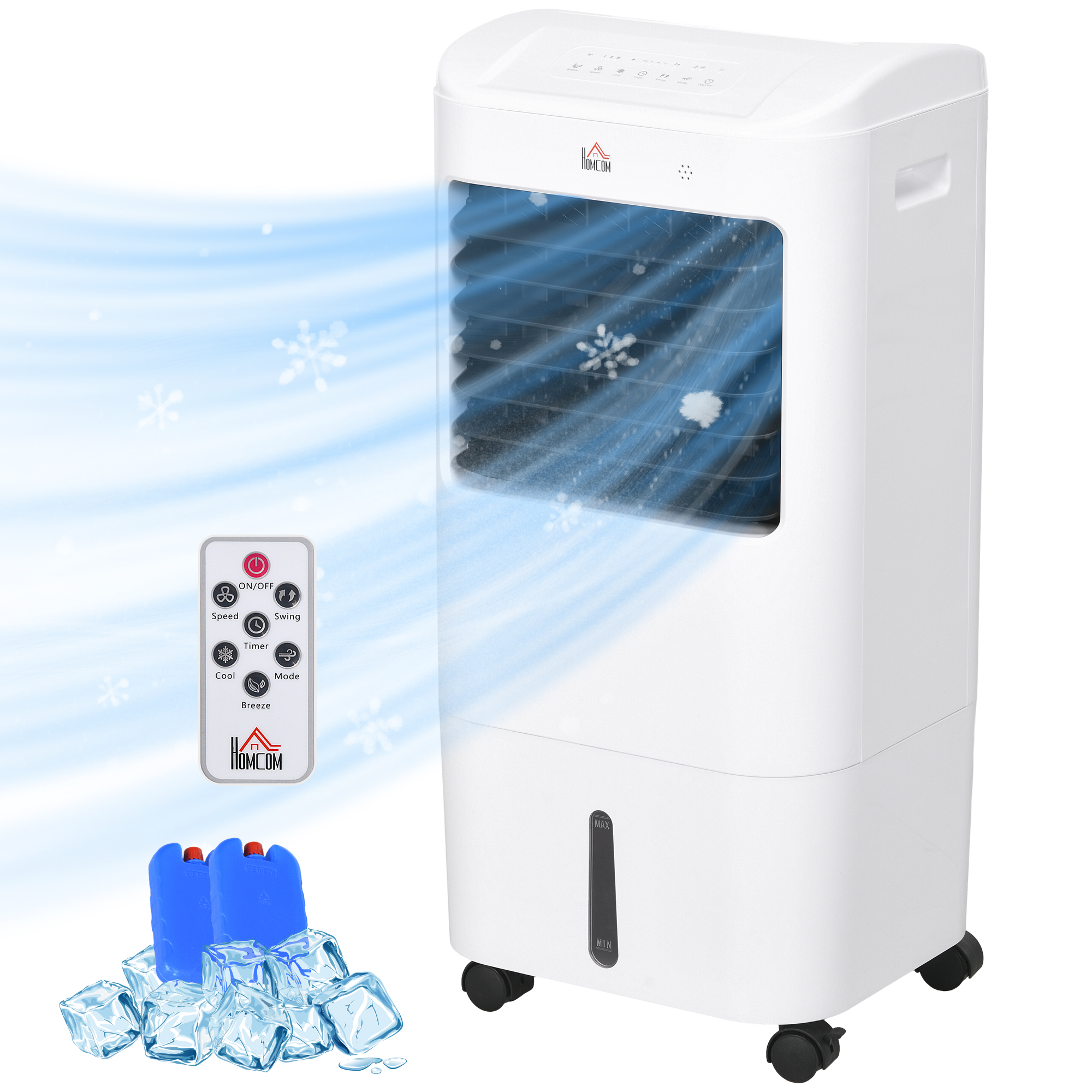 Mobiele Luchtkoeler/Airconditioner met 3 Modi, 7,5-uurs Timer, Verrijdbaar, Kunststof, Wit