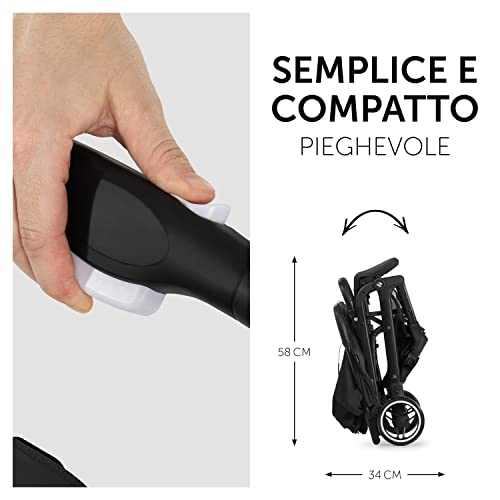 hauck Passeggino Da Viaggio Travel N Care Per Bambini Da 0 Mesi a 22kg   Passeggino Compatto Reclinabile, Ultraleggero 6,9kg   Si Piega Con Una Mano, UPF50 , Ruote EVA, Cesto Fino 3kg   Nero : Prima infanzia