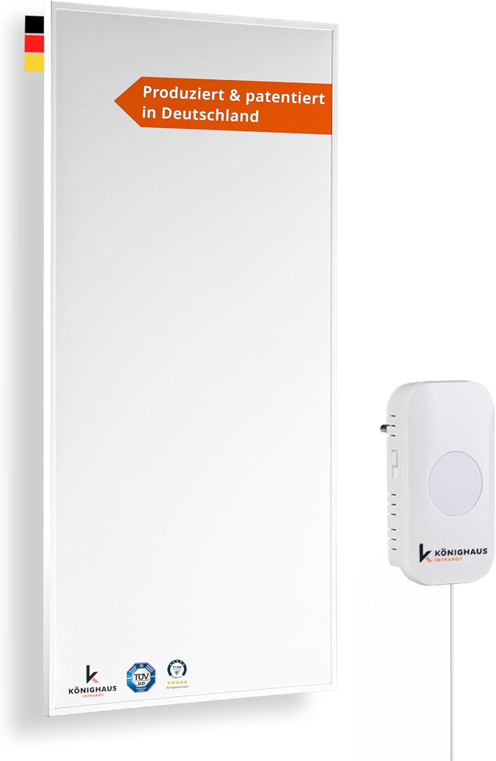 Könighaus Infrarotheizung - 1200 Watt mit TÜV SÜD + 5 Jahre Herstellergarantie ✓ Doppelter Überhitzungsschutz ✓ Heizkörper für 1-29 m² ✓ inkl. Integriertem Smart Thermostat und App