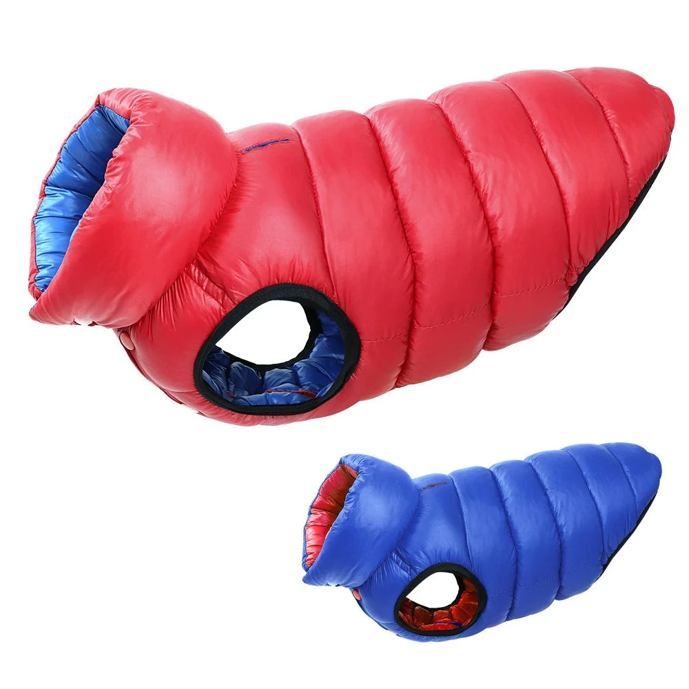 Reversible Warm Dog Vest Jacket with Reflective Piping Winter Dog Coat
