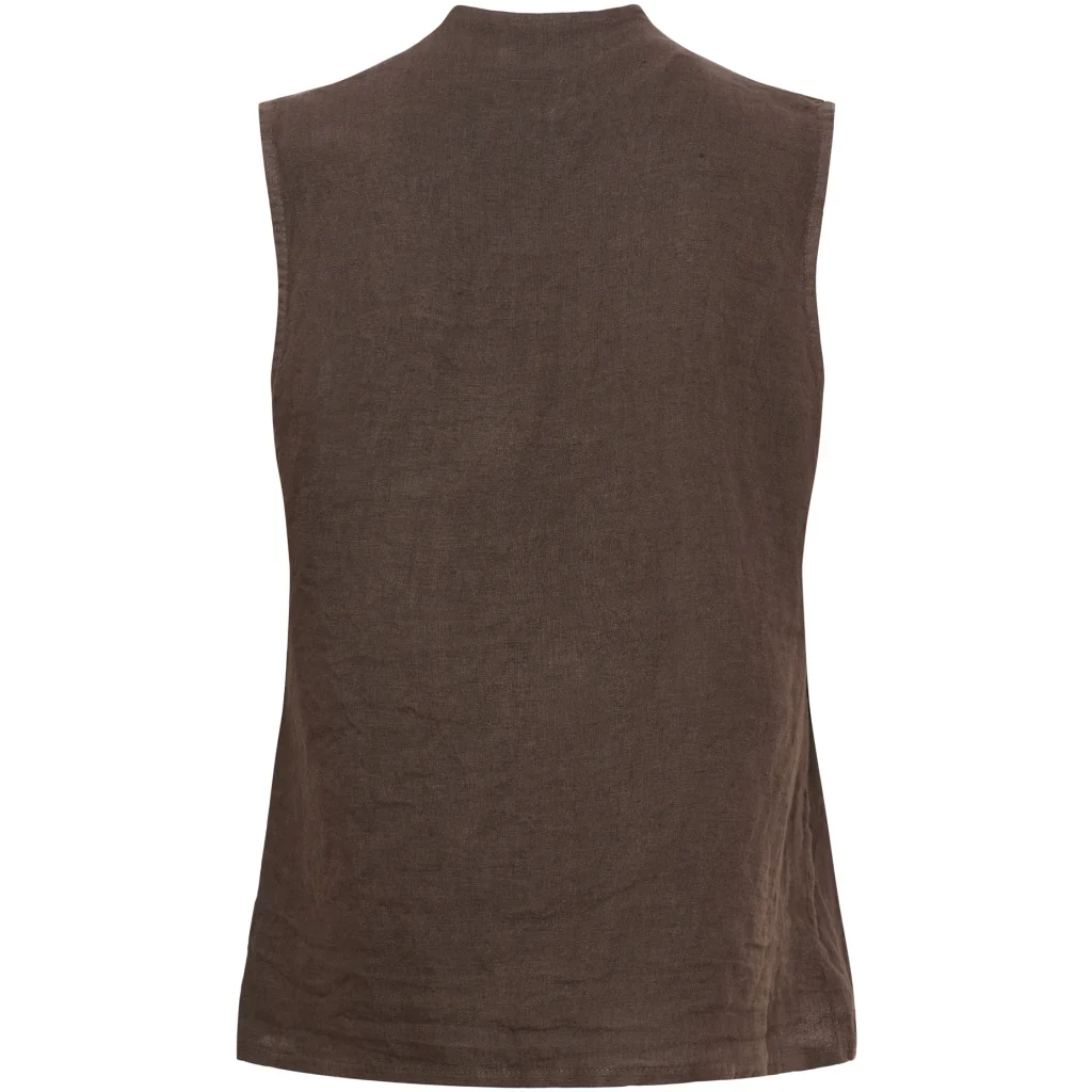 Wrap-Front Linen Top �C Mocha | Women's Luxury Linen Top