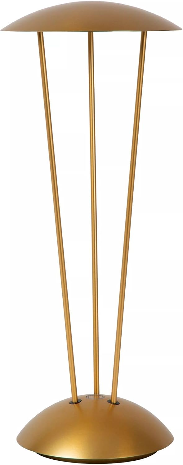 Licht-Erlebnisse LED Akku Tischlampe außen Aluminium Gold IP54 Balkon Terrasse 31 cm 2700-3000 K dimmbar kabelloses Aufladen Ladestadion Moderne Tischleuchte Garten SIRU