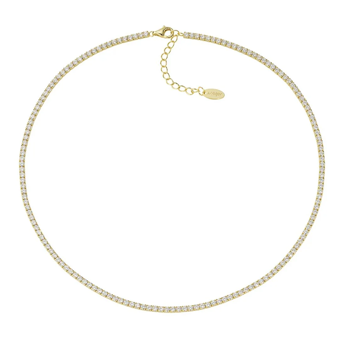 Collana Amen in argento dorata tennis pietre bianche CLT2GB
