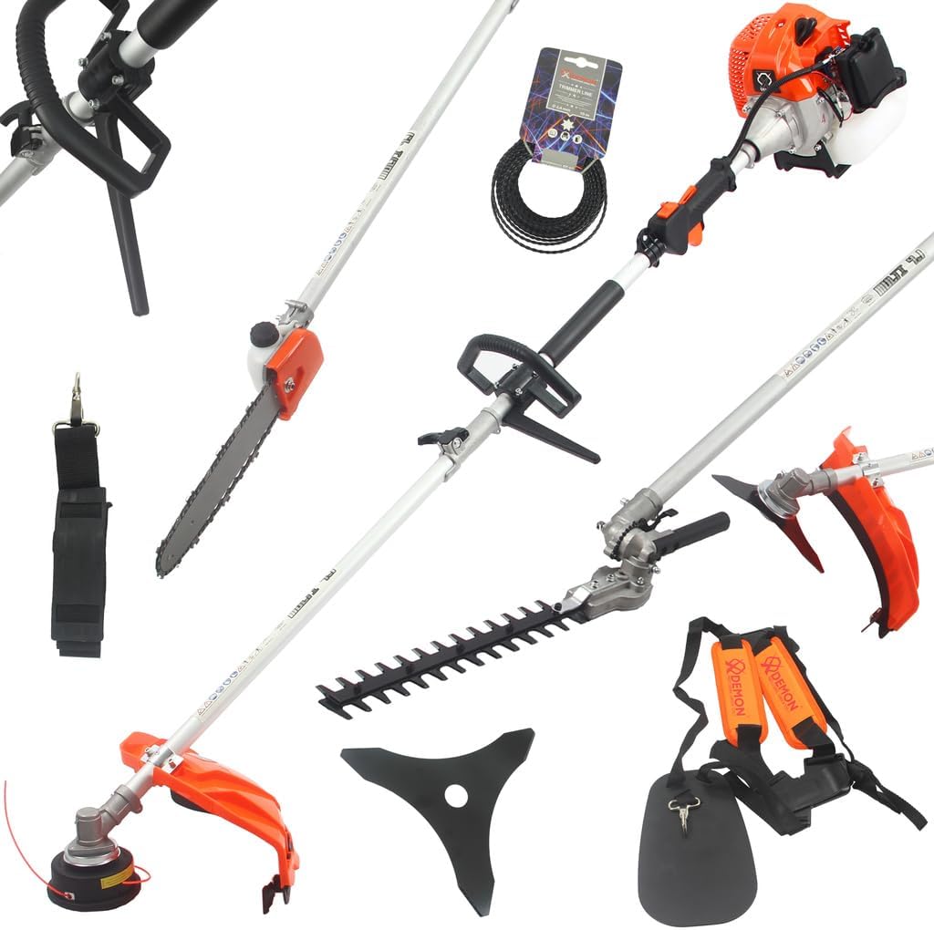 Demon 4-in-1 Petrol Grass Trimmer | 2-Stroke Engine | Air Cooled | 62cc | 3 HP | Max Rotation Speed 10700 RPM