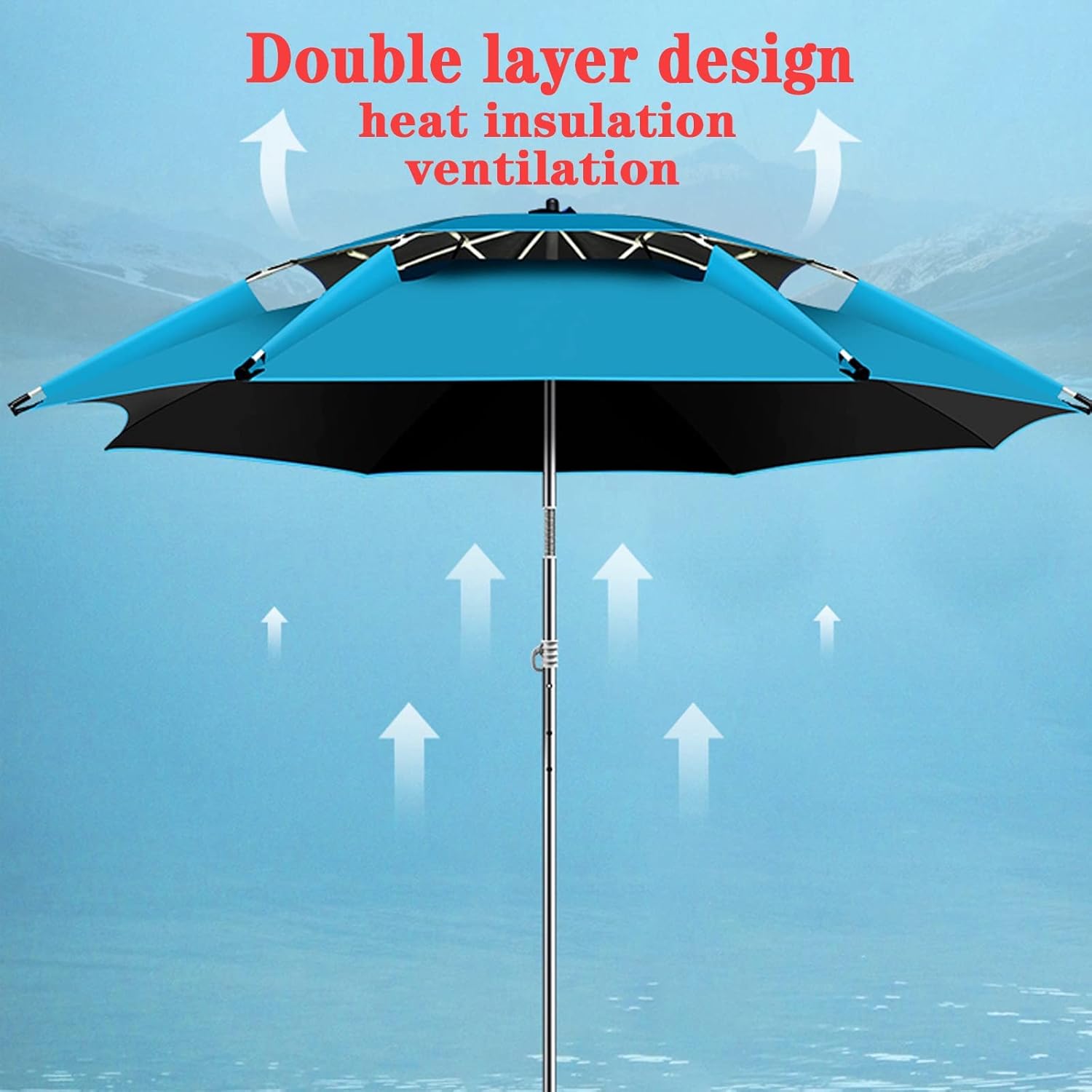 1 STÜCKE Regenschirmunterstand, Mehrzweck-Sonnenschirm zum Angeln, höhenverstellbar, mit Neigungsfunktion, regenfest, Belüftung, für Garten, Hof, Strand, Pool, Sonnenschirm, Terrassenschirm good