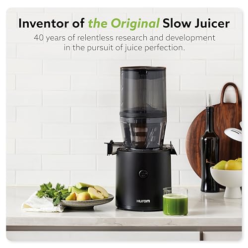 Hurom H320 Slow Juicer, Black | Self Feeding Cold Press Juice Machine for Vegetables and Fruit | High Yield | BPA Free | 500ml (16.90z) Chamber | Slow Squeeze | Easy to Clean: Home & Kitchen