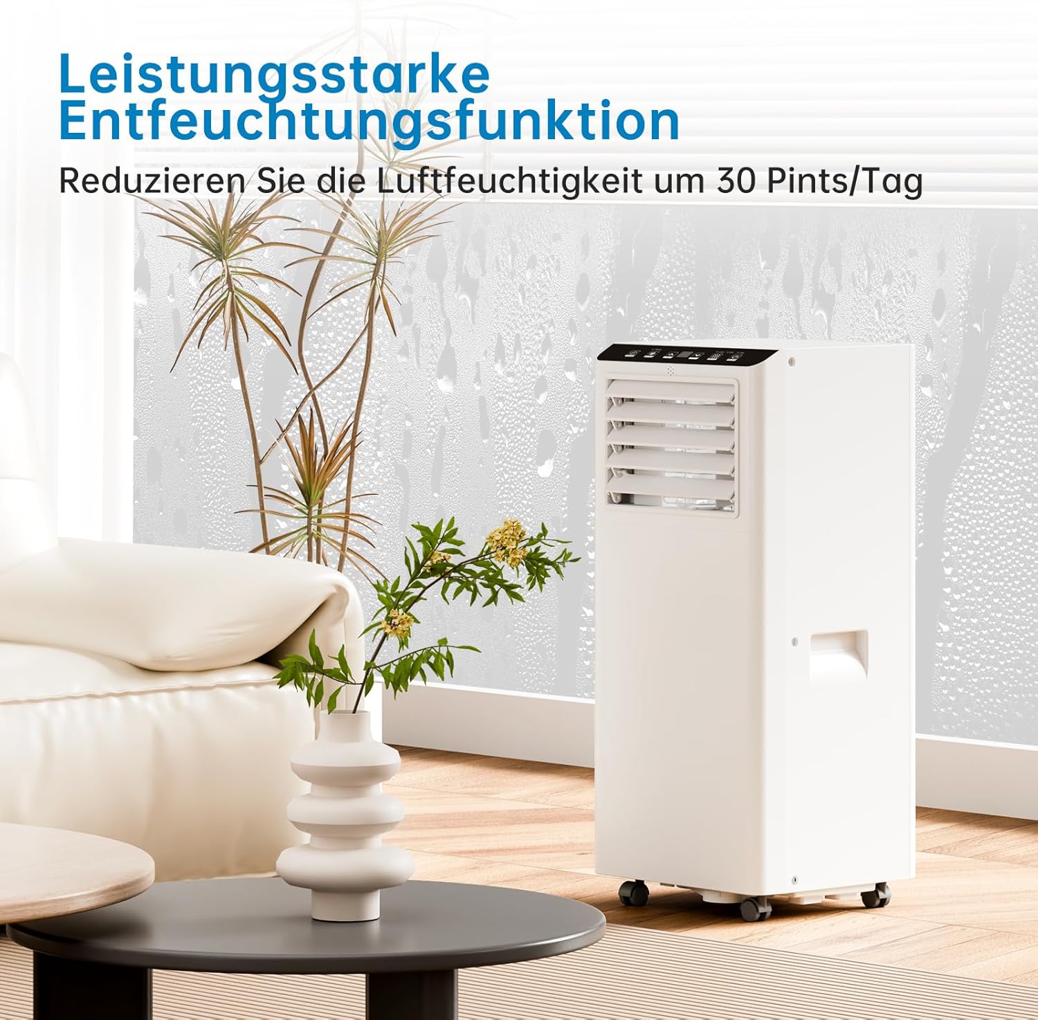 Tragbare Klimaanlage, mobiles Klimagerät 7000BTU, Kühlfunktion, Belüftung und Entfeuchtung, 2 Geschwindigkeitsstufen, Timer, 24 Fernbedienung, R290, ohne Außeneinheit