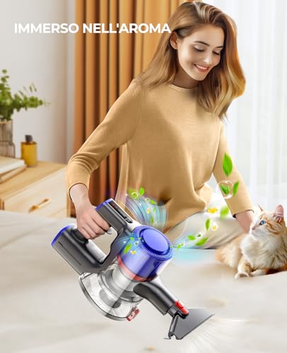 45kPa/550W/60Mins Aspirapolvere Senza Fili Potente Scopa Elettrica Senza Fili con tavoletta aromatica Aspirapolvere Verticale Anti Avvolgimento Aspira Briciole per Pavimenti/Tappeti : Amazon.it: Casa e cucina
