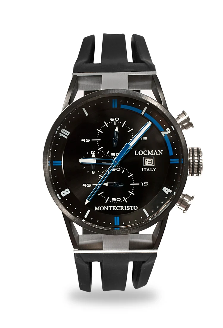 Locman Montecristo Chrono acciaio PVD nero silicone 0510KNBKFBL0GOK