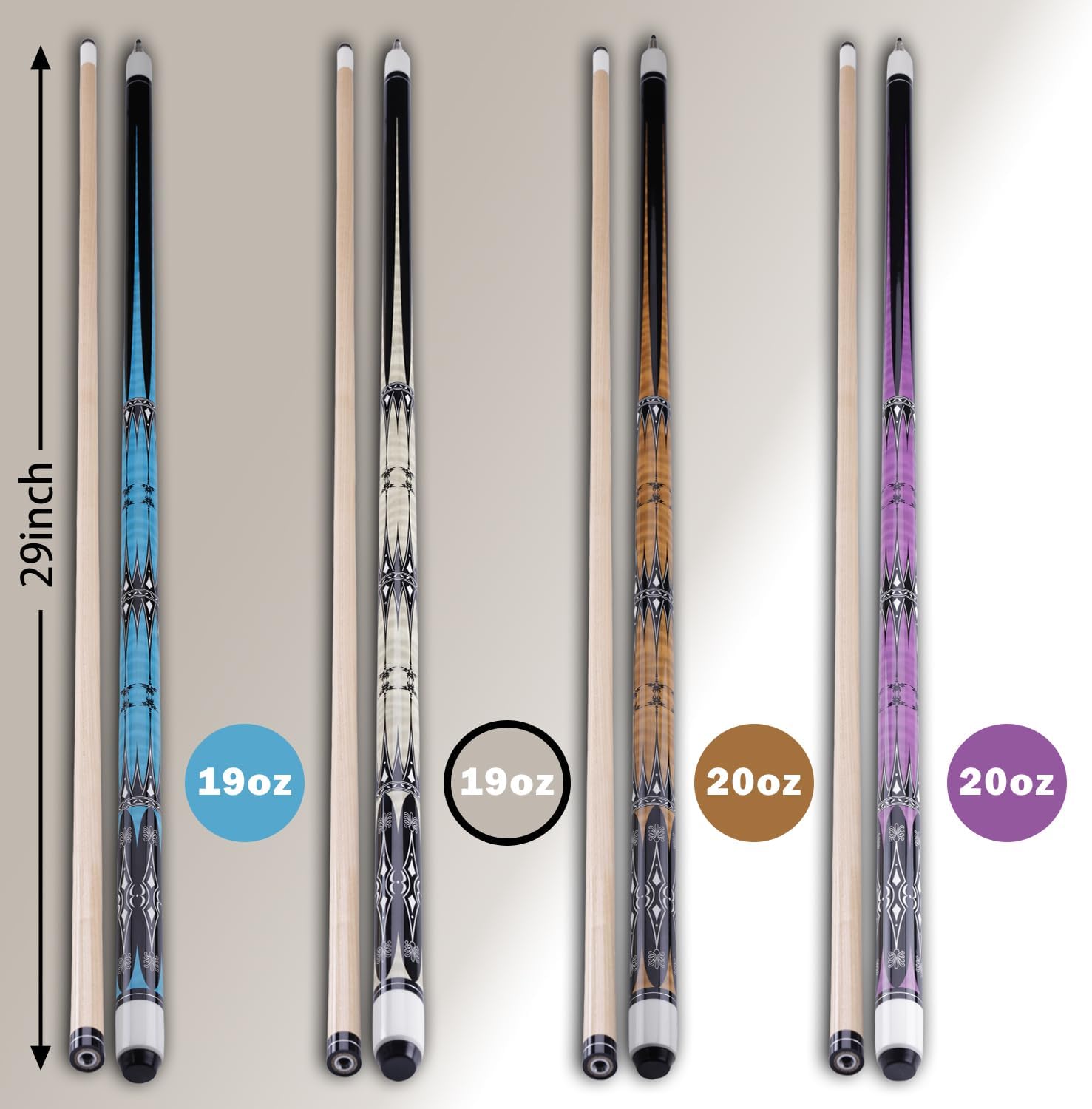 Sinsilvie 13mm 58 Pollici 19 20 Once Stecche Biliardo Pool,1/2 Maple Pool Cue Stick,Bastone da Biliardo da Bar per Uomini e Donne.