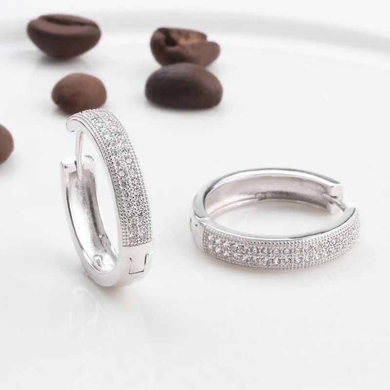 Postriebrené kruhové náušnice so zirkónmi Shiny Hoops – Eurocharms