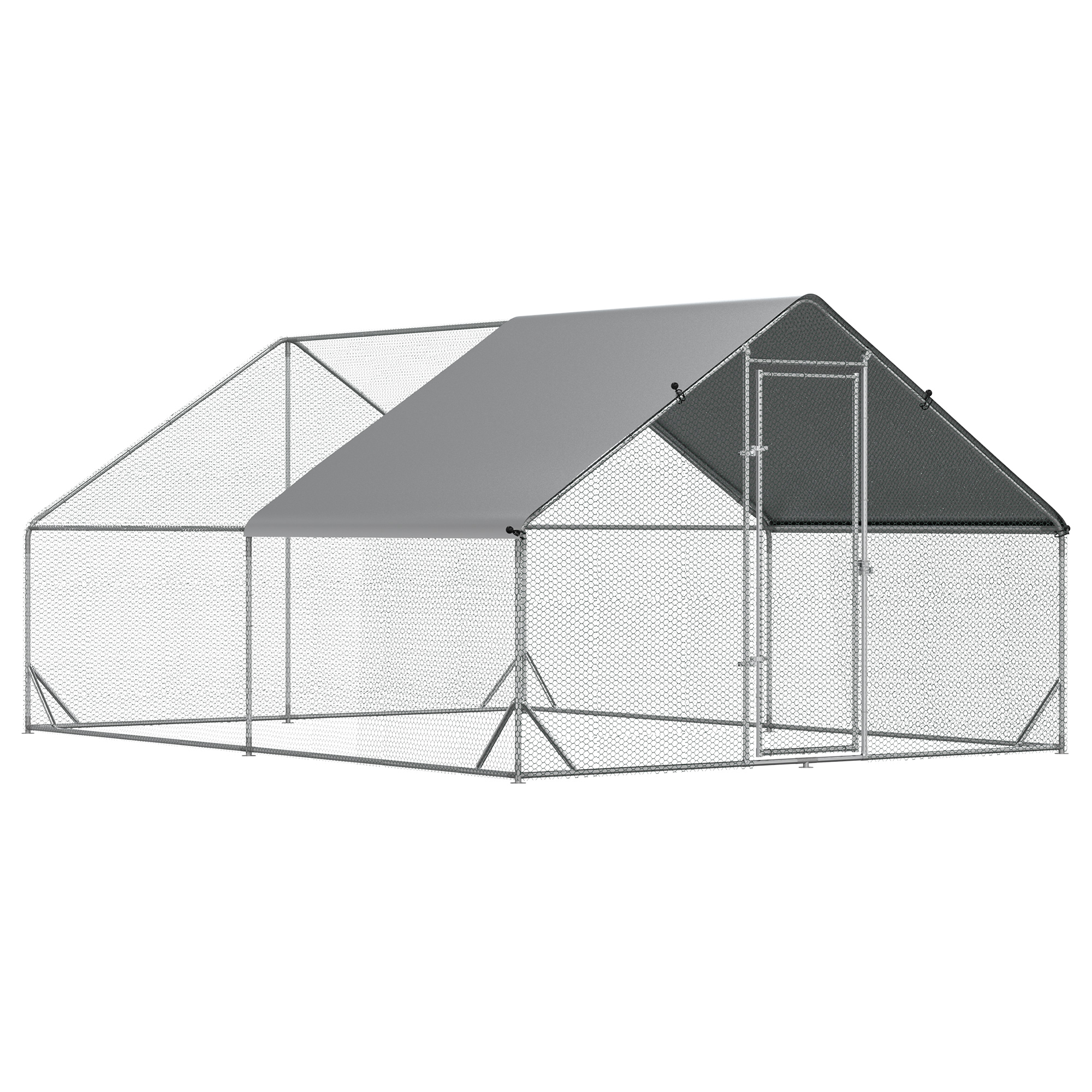 PawHut Hühnerstall, Freilaufgehege, Geflügelstall mit Schattendach, Freigehege für 4-6 Hühner, Enten Kaninchen, 3 x 2 x 2 m