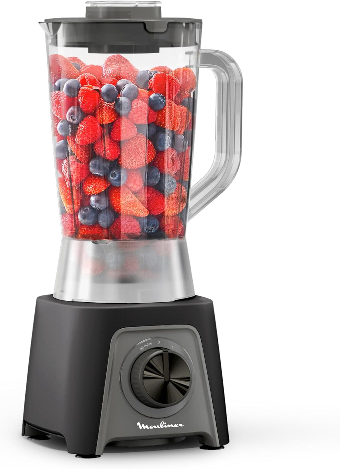 Moulinex Blendeo LM2C01 + Electric Blender, 450 W, 1.5 L, Chopper with 2 Speeds, Pulse Function and Ice Crusher Function, Smoothie Blender, Duraforce Label and Dispenser Cap, White