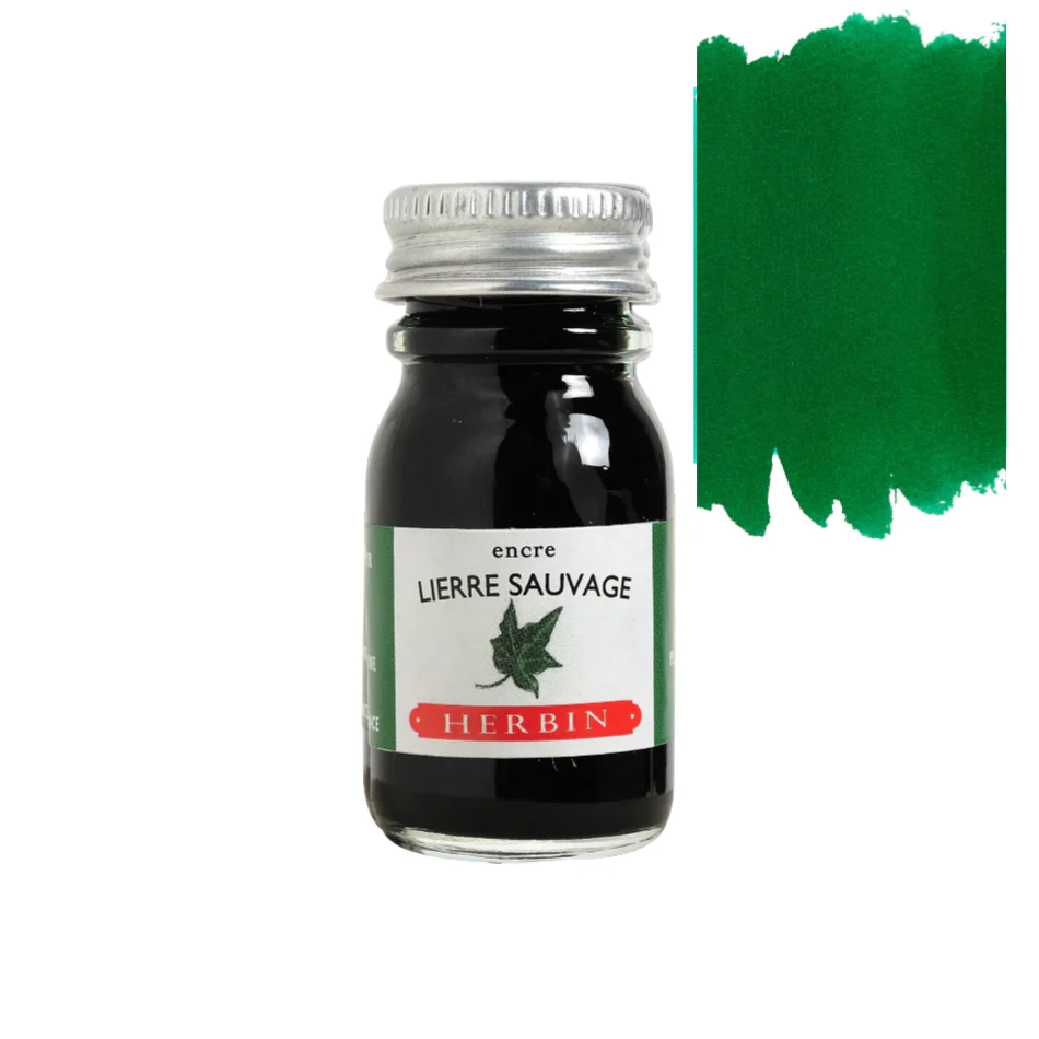 J. Herbin Fountain Pen Ink 10ml Bottle -35 Colors: Lierre Sauvage (Wild Ivy)