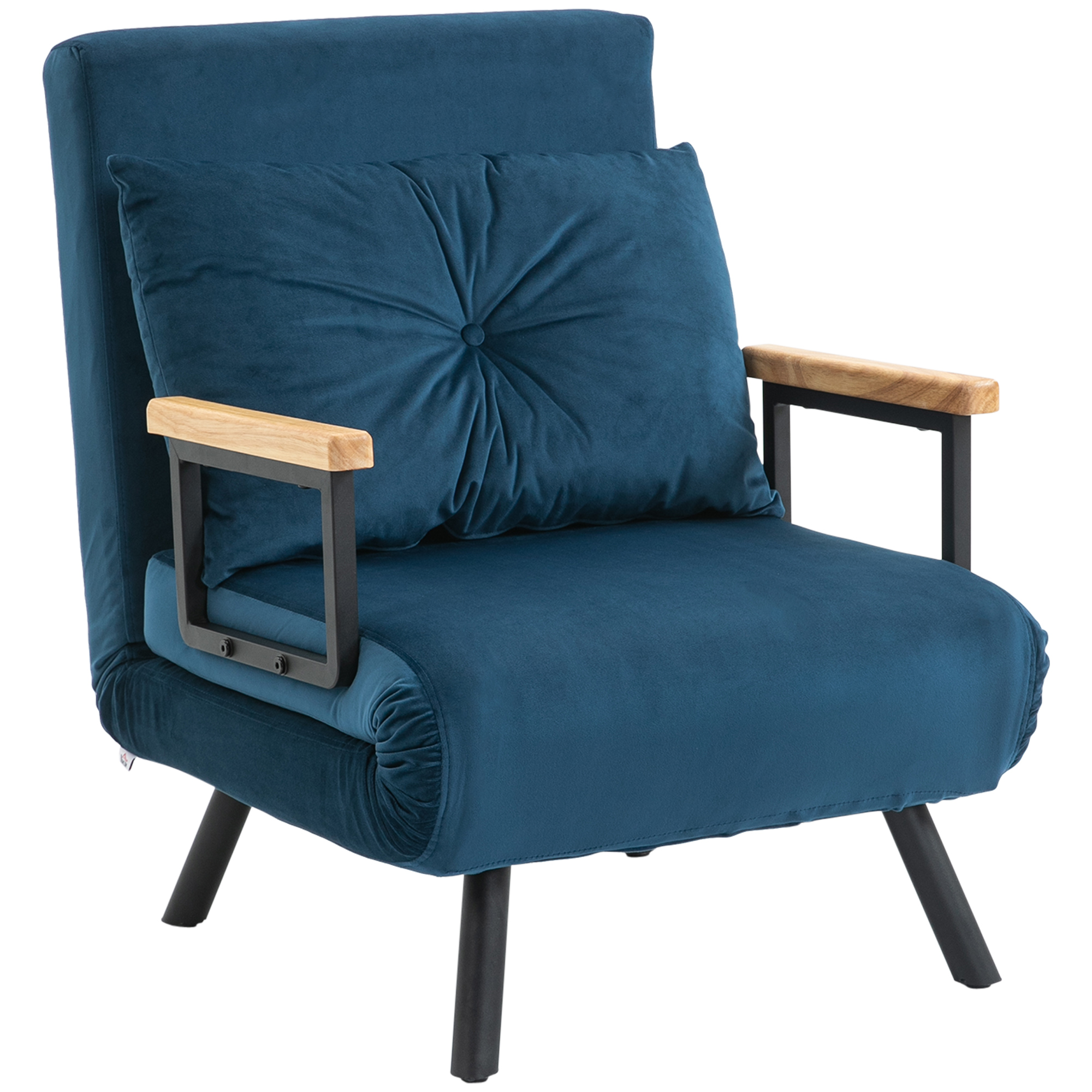 HOMCOM Relaxsessel im Skandidesign, Liegesessel, Lesesessel. ink. Kissen mit Knopfhefung, Schwarz + Natur