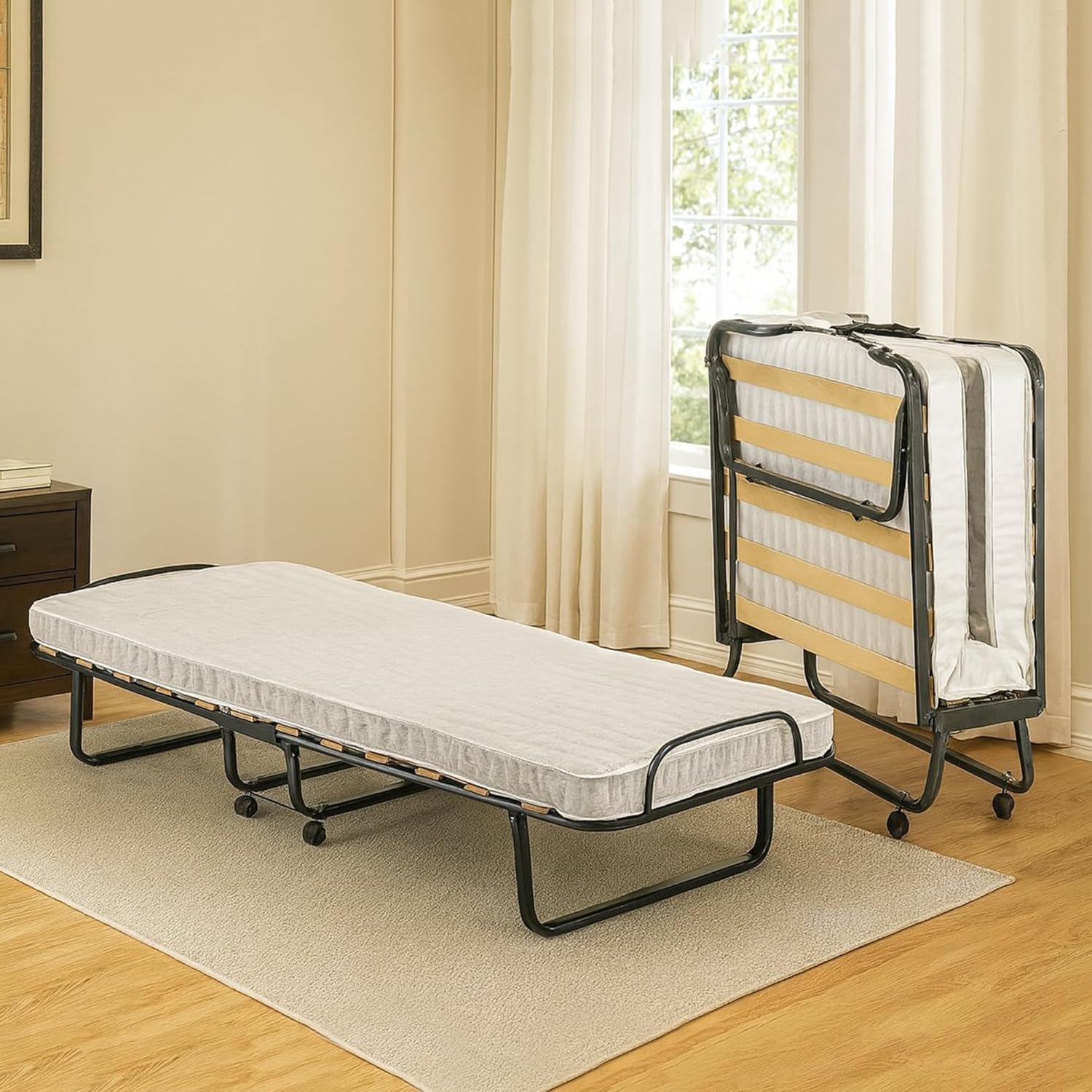 Talamo Italia Letto Pieghevole Deva, Brandina con Rete 12 doghe, Materasso Incluso, Lettino salvaspazio, 100% Made in Italy, 80x190h37 cm, Custodia Protettiva su Richiesta, Bianco, 190 cm
