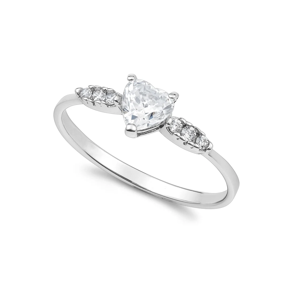 Anello Ambrosia Gioielli in oro bianco con cuore e laterali AAZ 146