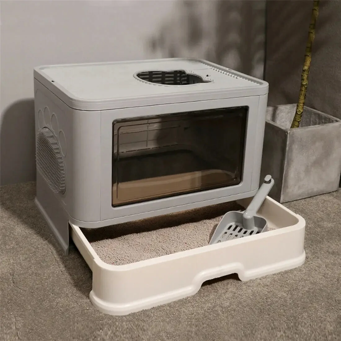 Foldable Cat Litter Box �C Dual-Entry Design, Fully Enclosed & Easy Clean