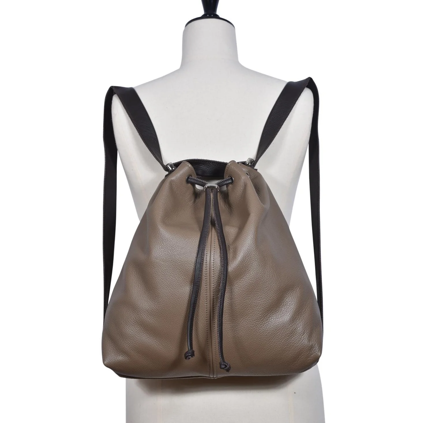 Mathilde Leather Taupe Backpack/Bag