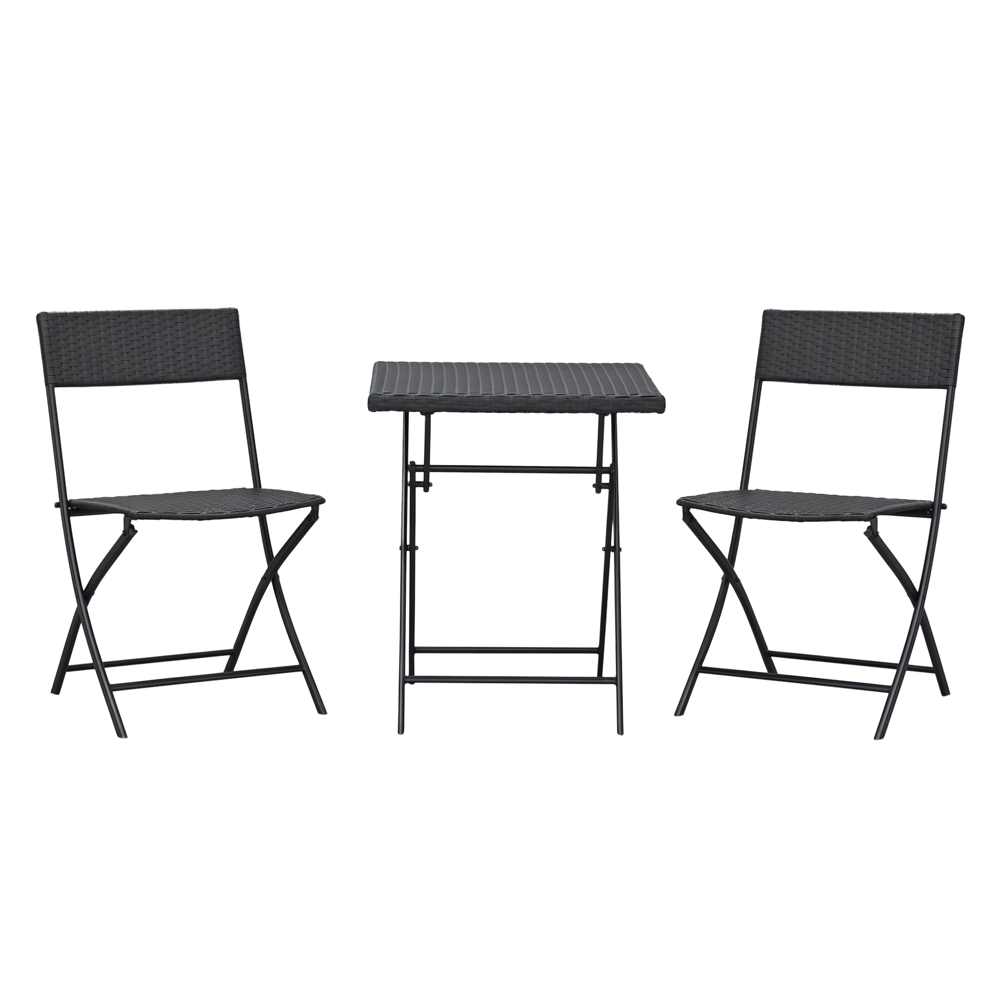 Outsunny Polyrattan Bistroset für 2 Personen Sitzgruppe Rattan Gartenmöbel Set Garnitur Braun