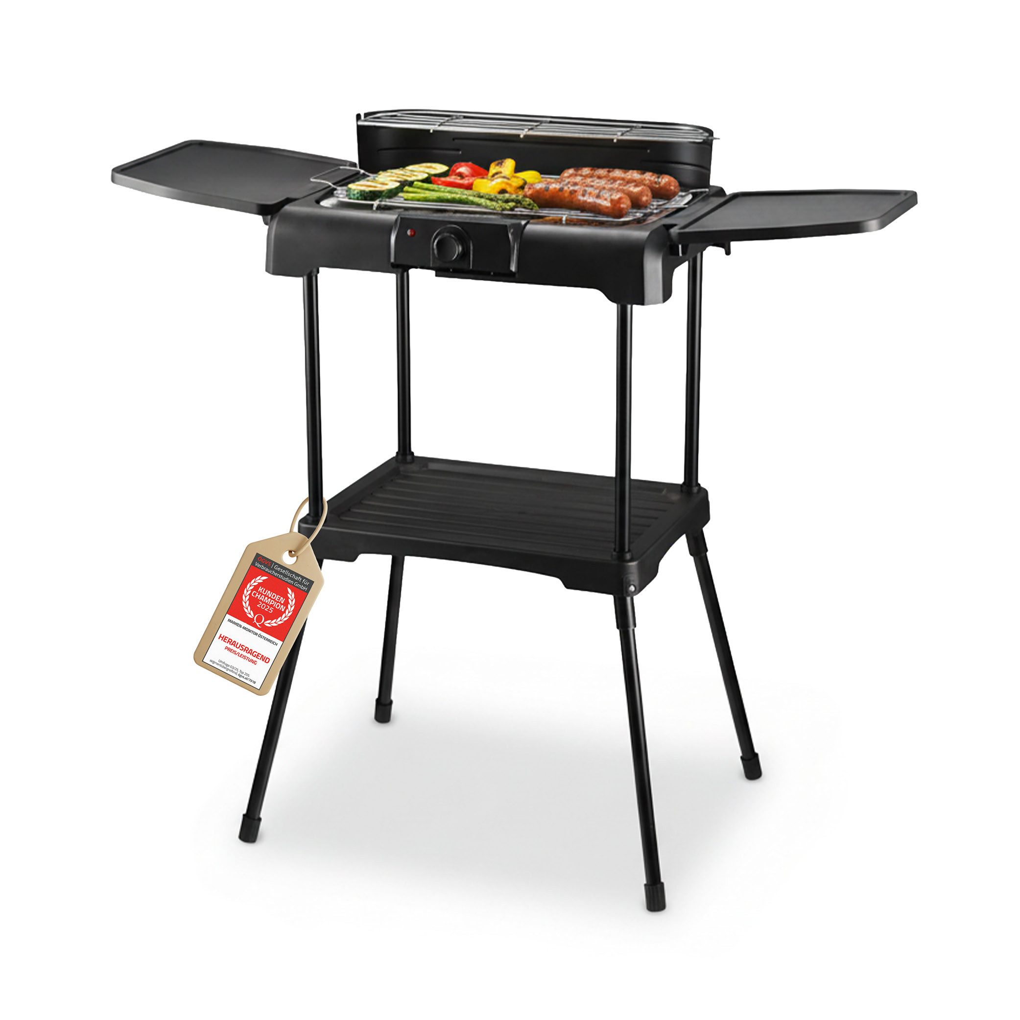 Elektrogrill 2200W, Standgrill mit Temperaturregler & Wärmereflektor