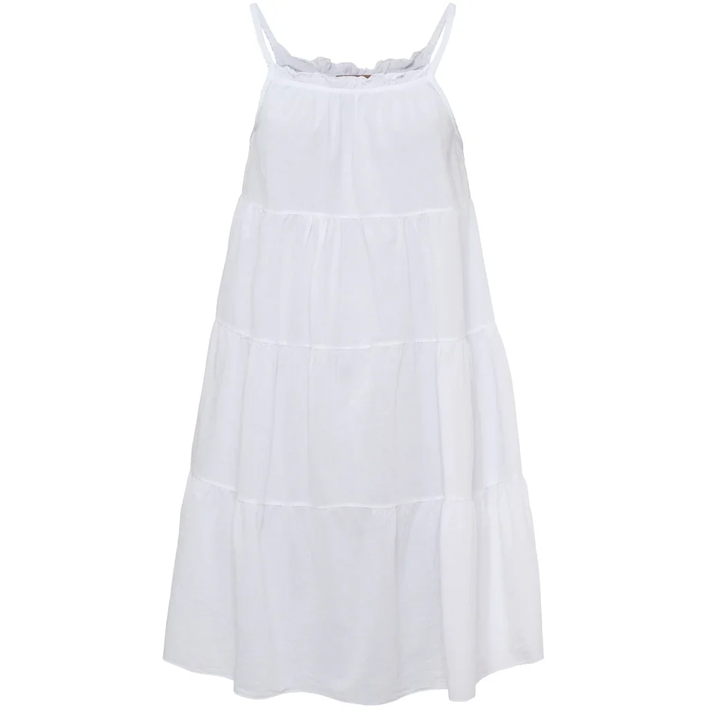 Layered Ruffle Strap Dress �C White | Women's Luxury Cotton Dress