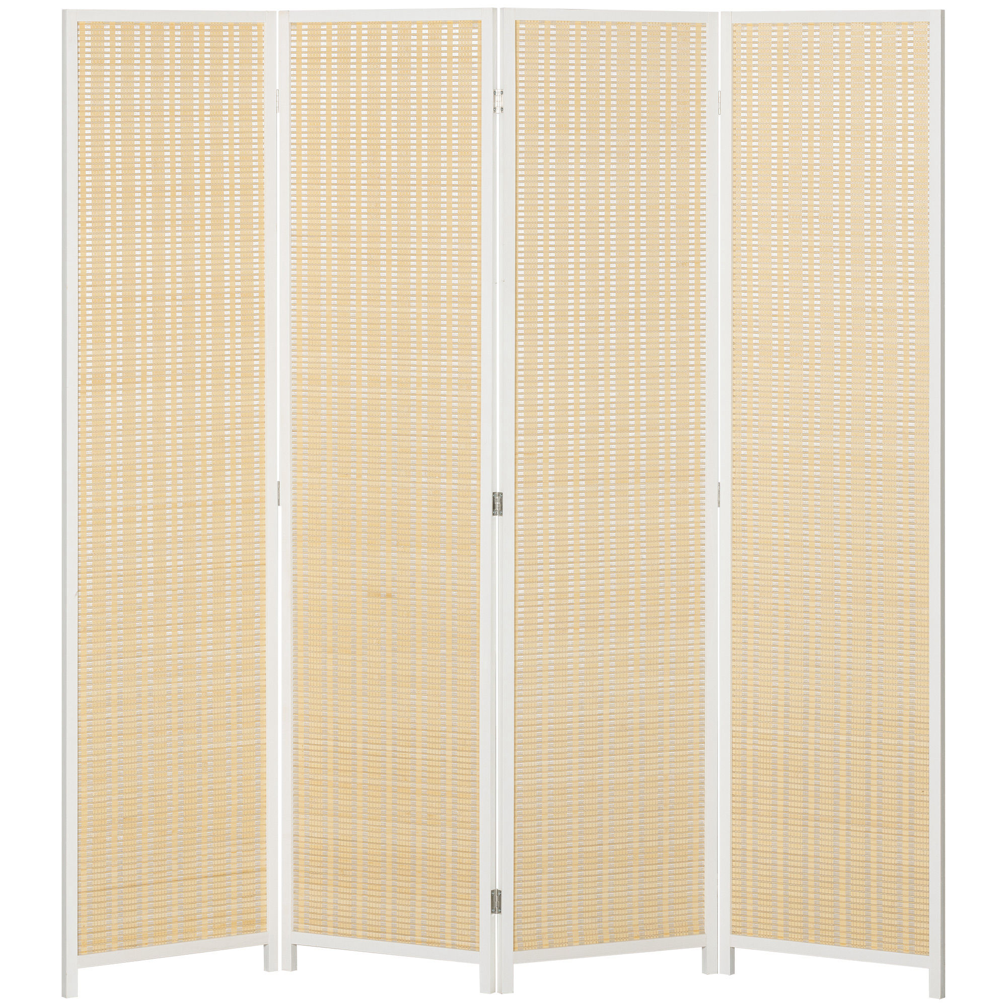 HOMCOM Paravent aus Holz Raumteiler klappbar 4 Paneele 180 x 180 cm Naturholz